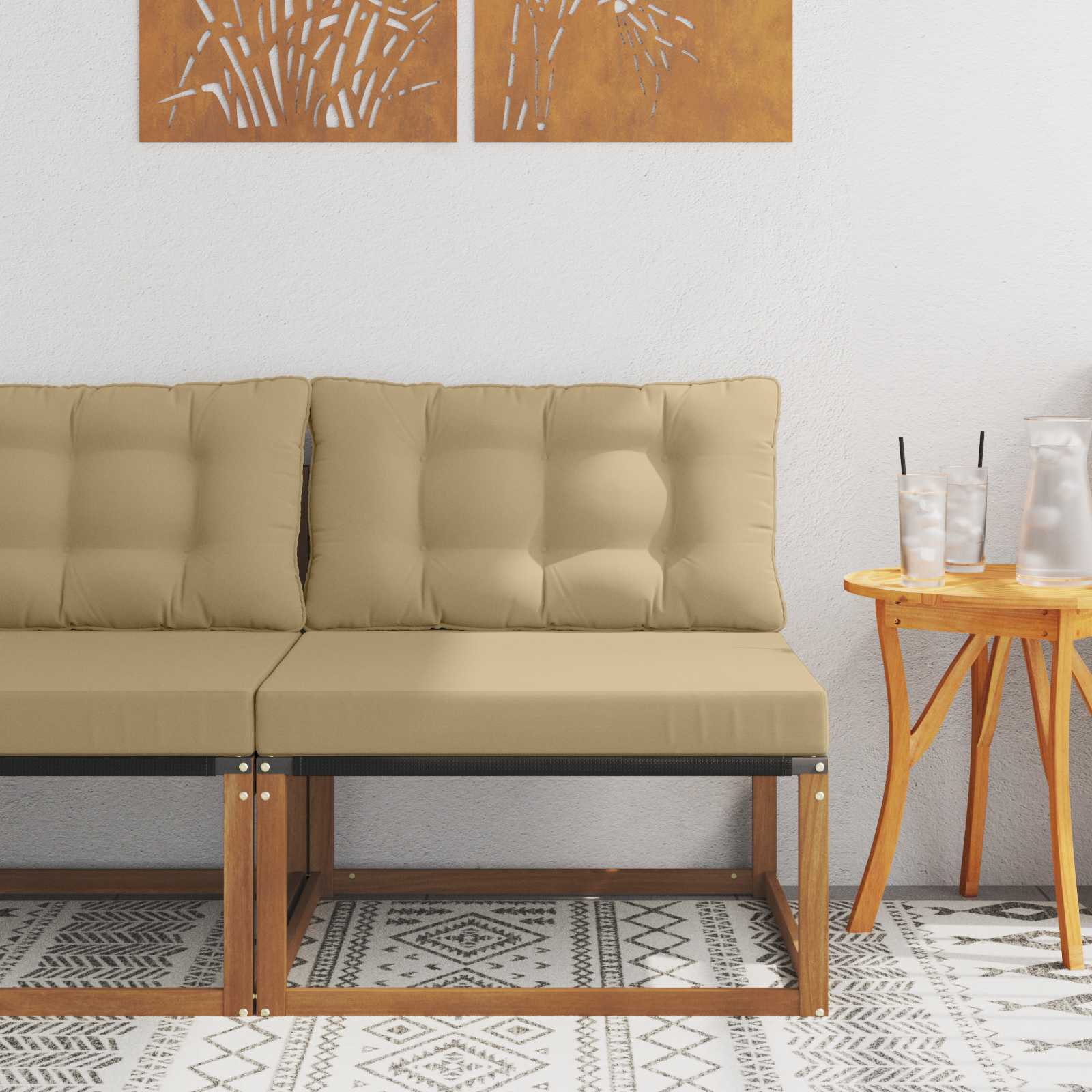 Sekcionalna sofa Čvrsto drvo akacije i Textilene Prirodna