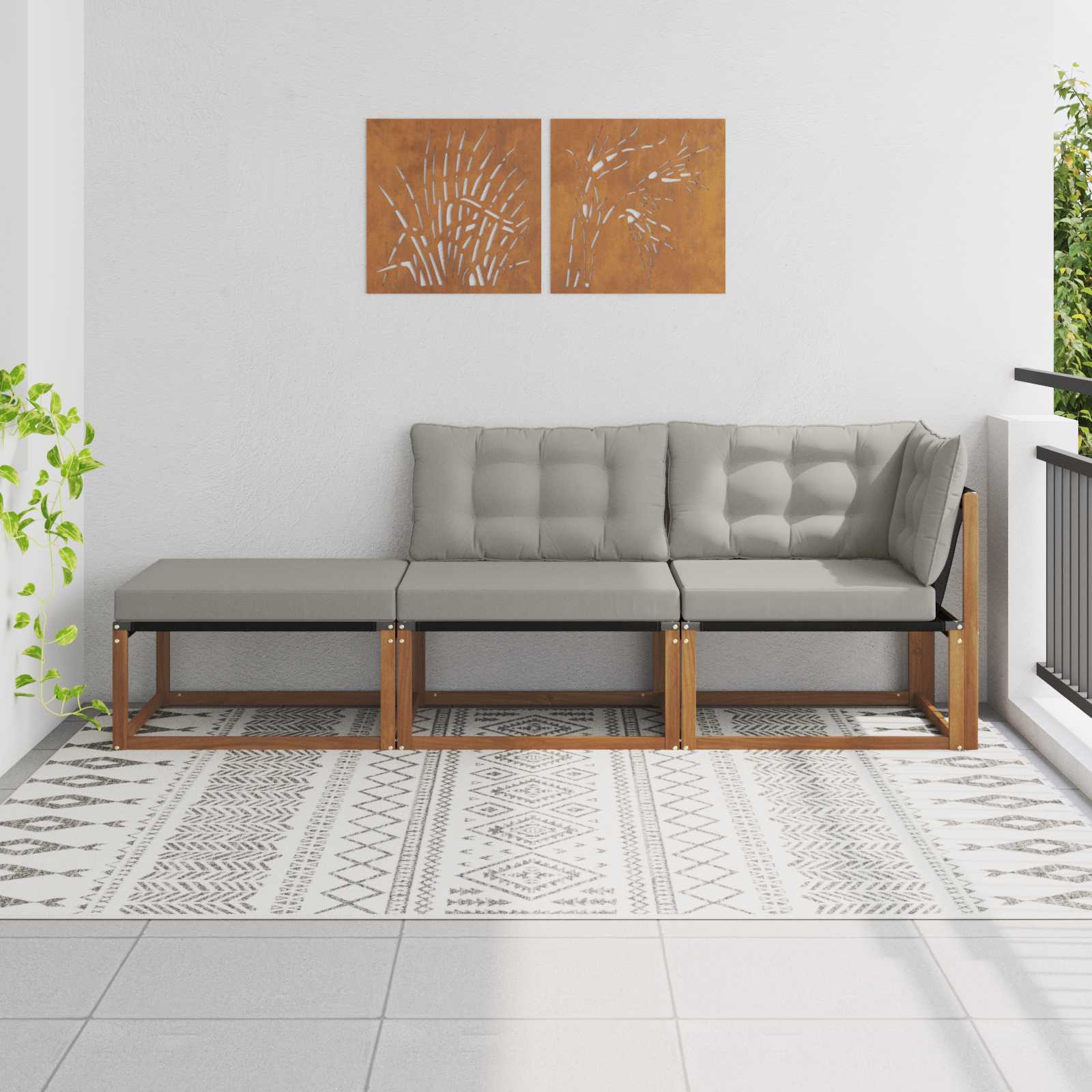 Sekcionalna sofa s jastukom 3 Komad Prirodna i svjetlosiva