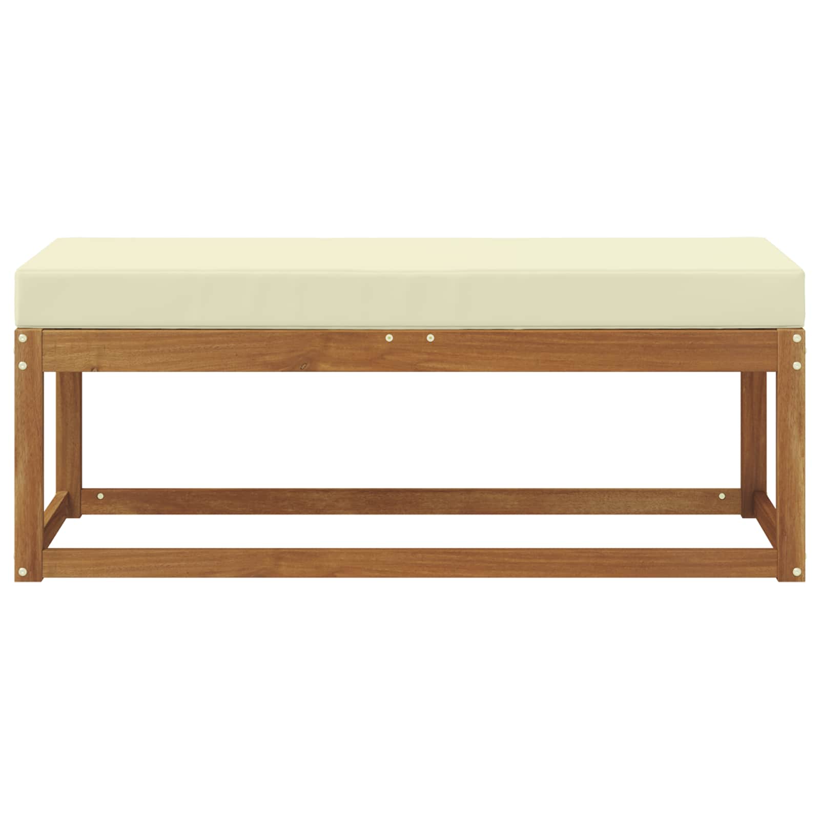 Vanjska klupa s jastukom Prirodna i krem 115 x 43 x 45 cm