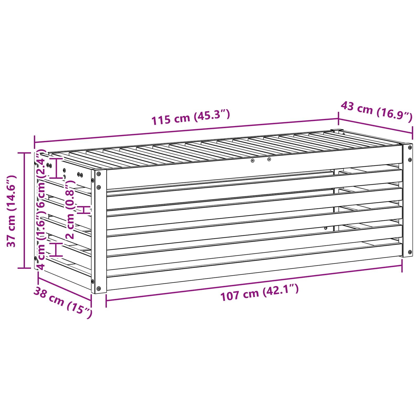 Vanjska stolica klupa Prirodna 115 x 43 x 37 cm