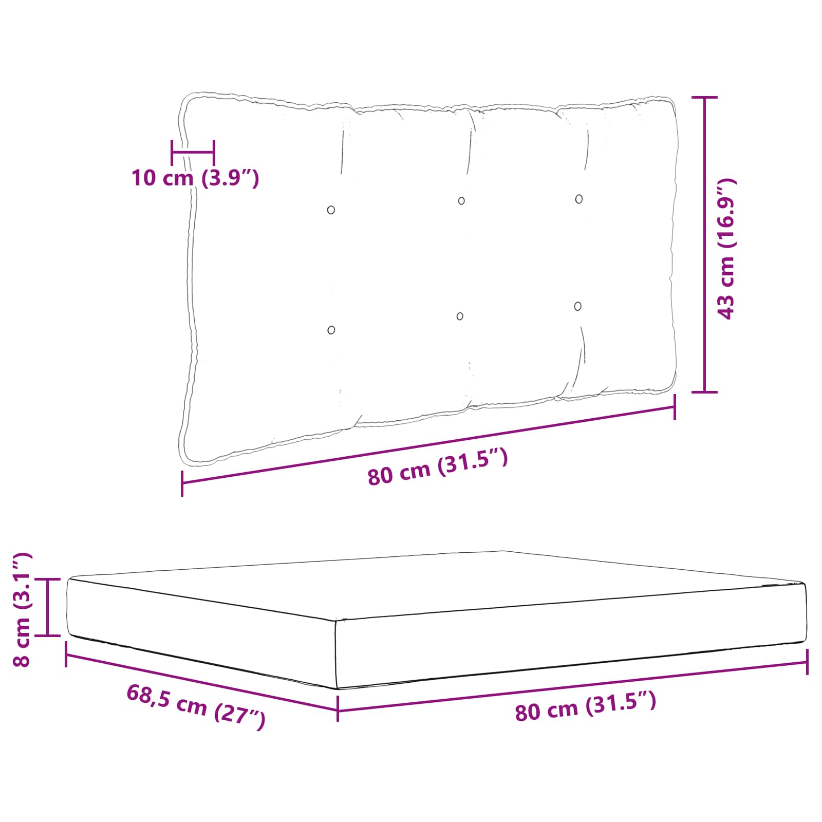 Jastuk za vanjsku sofU 2 pcs Sivi Poliester