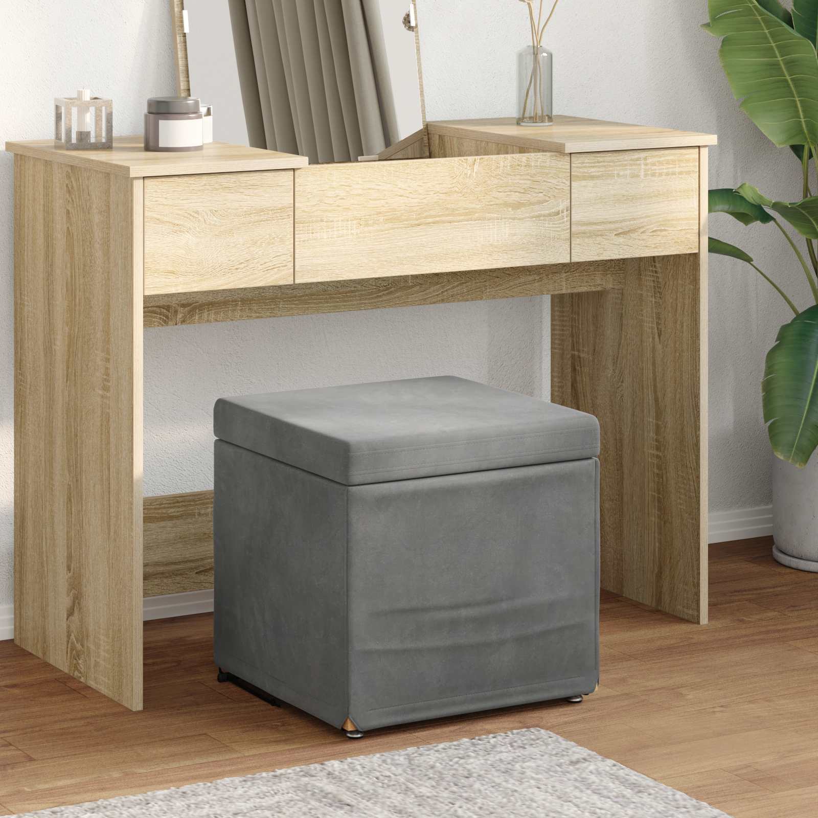 Stolica Tamno siva 41 x 41 x 40 cm Svileni i Fino Radeći Drvo