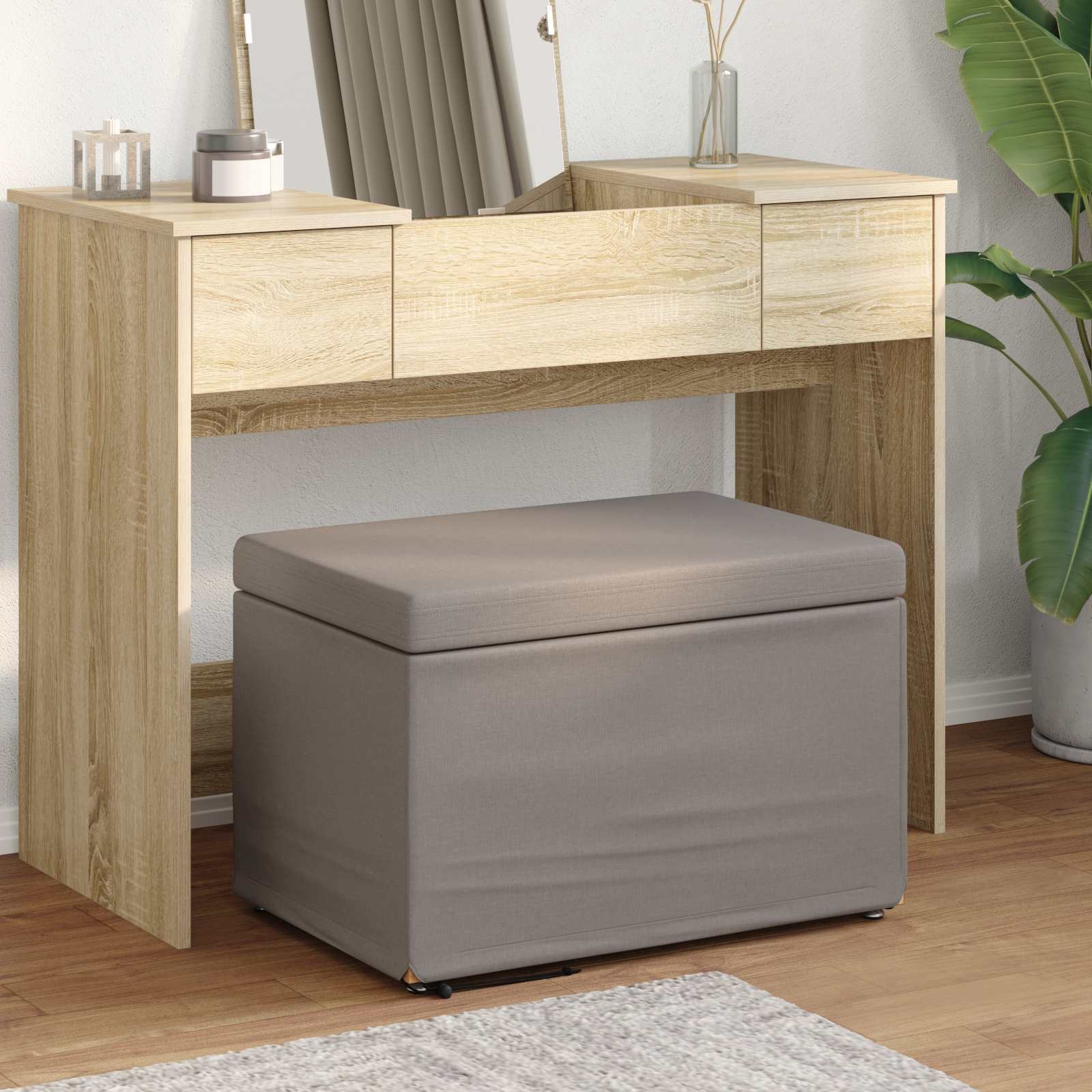 Stolica Sivo-smeđa 61 x 41 x 40 cm Tkanina i konstruirano drvo