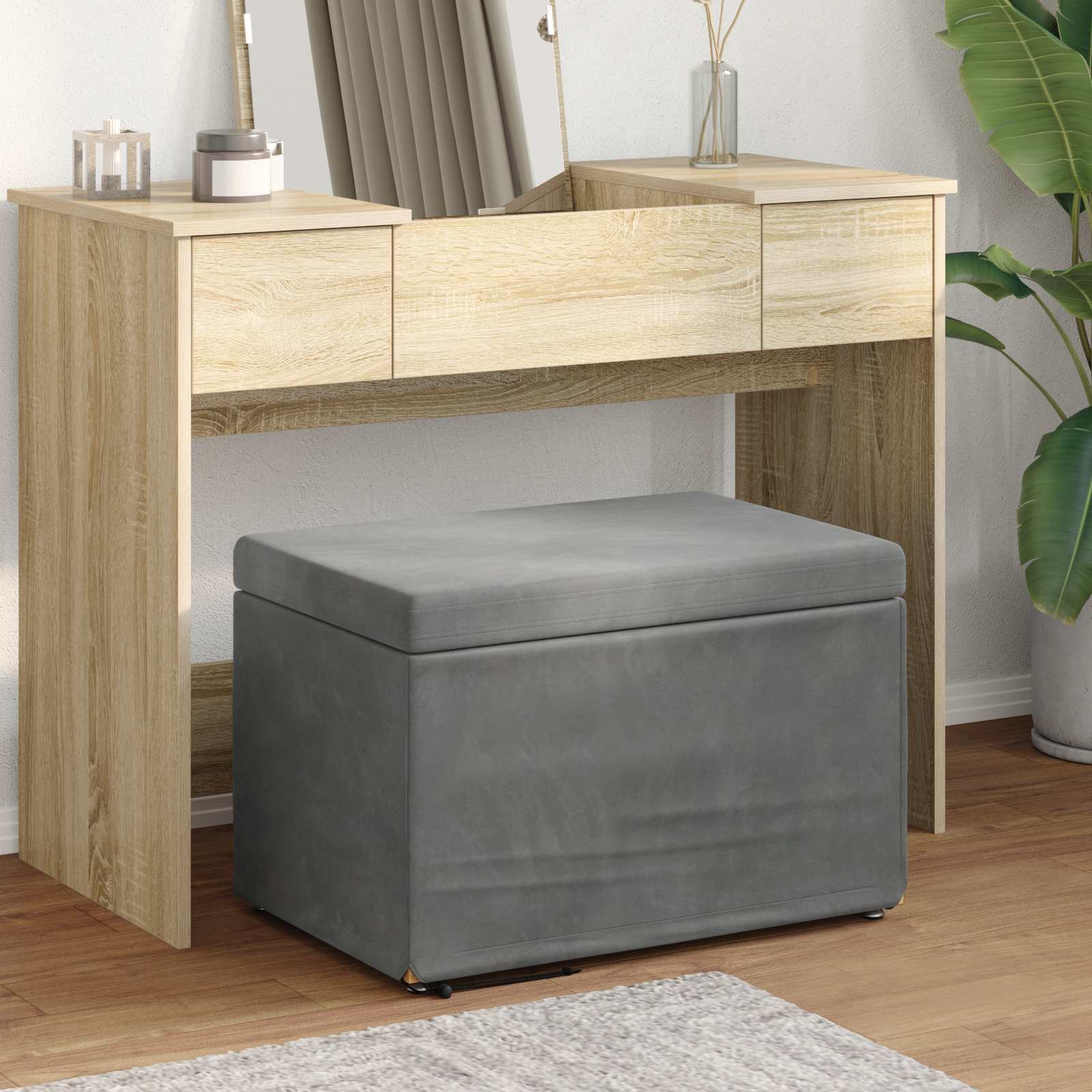 Stolica Tamno siva 61 x 41 x 40 cm Svileni i Fino Radeći Drvo