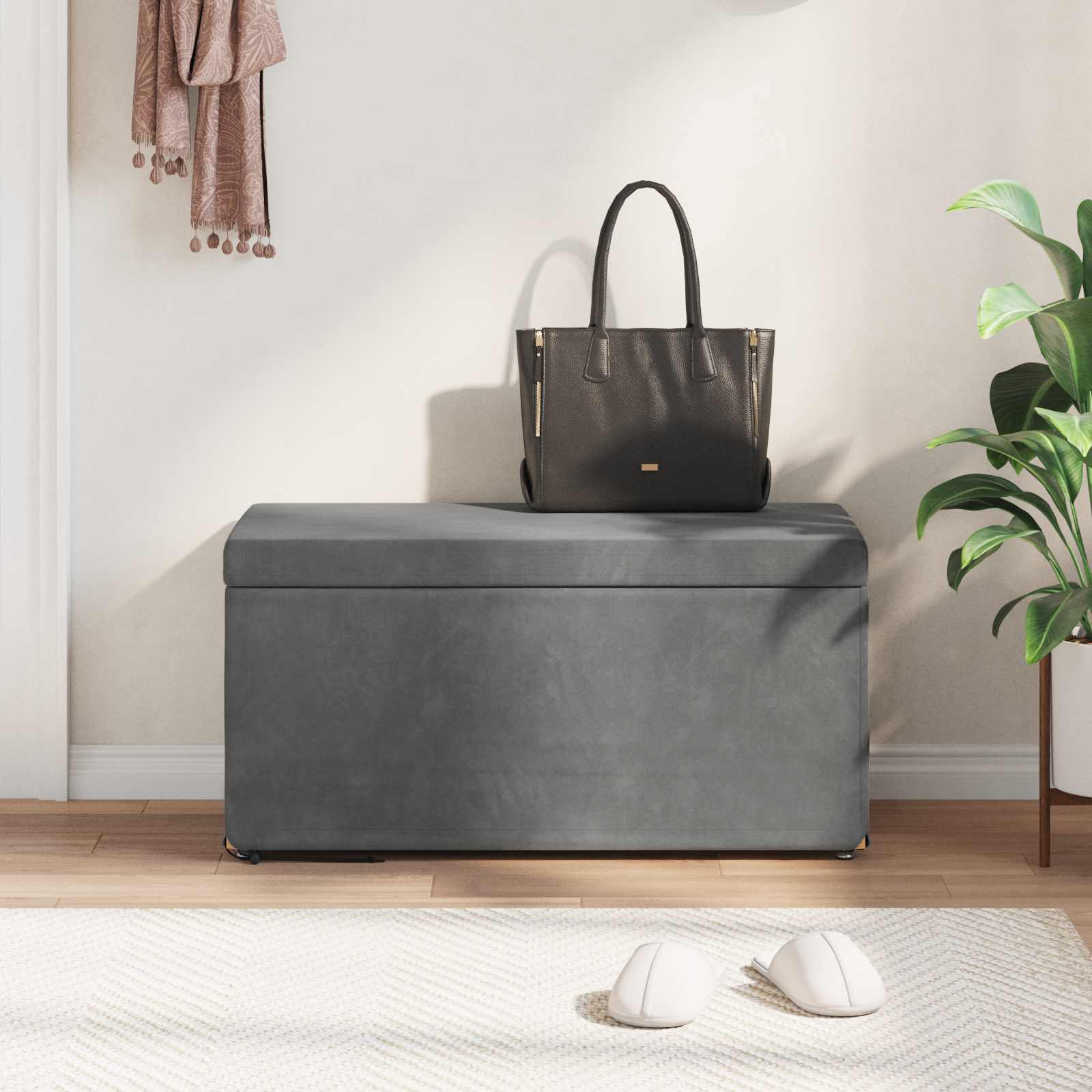 Stolica Tamno siva 81 x 41 x 40 cm Svileni i Fino Radeći Drvo