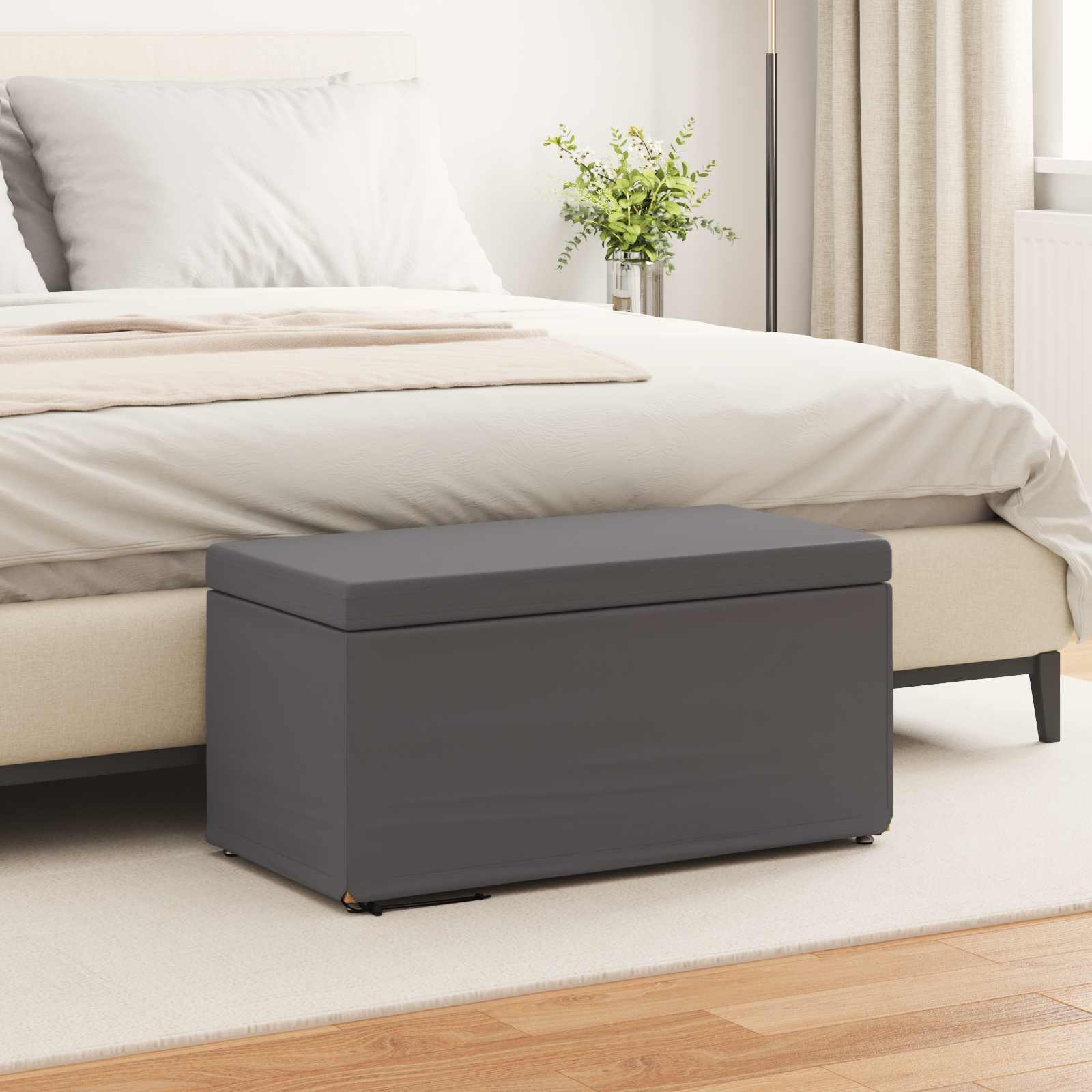 Stolica Siva 81 x 41 x 40 cm Umjetna Koža i Fino Radeći Drvo