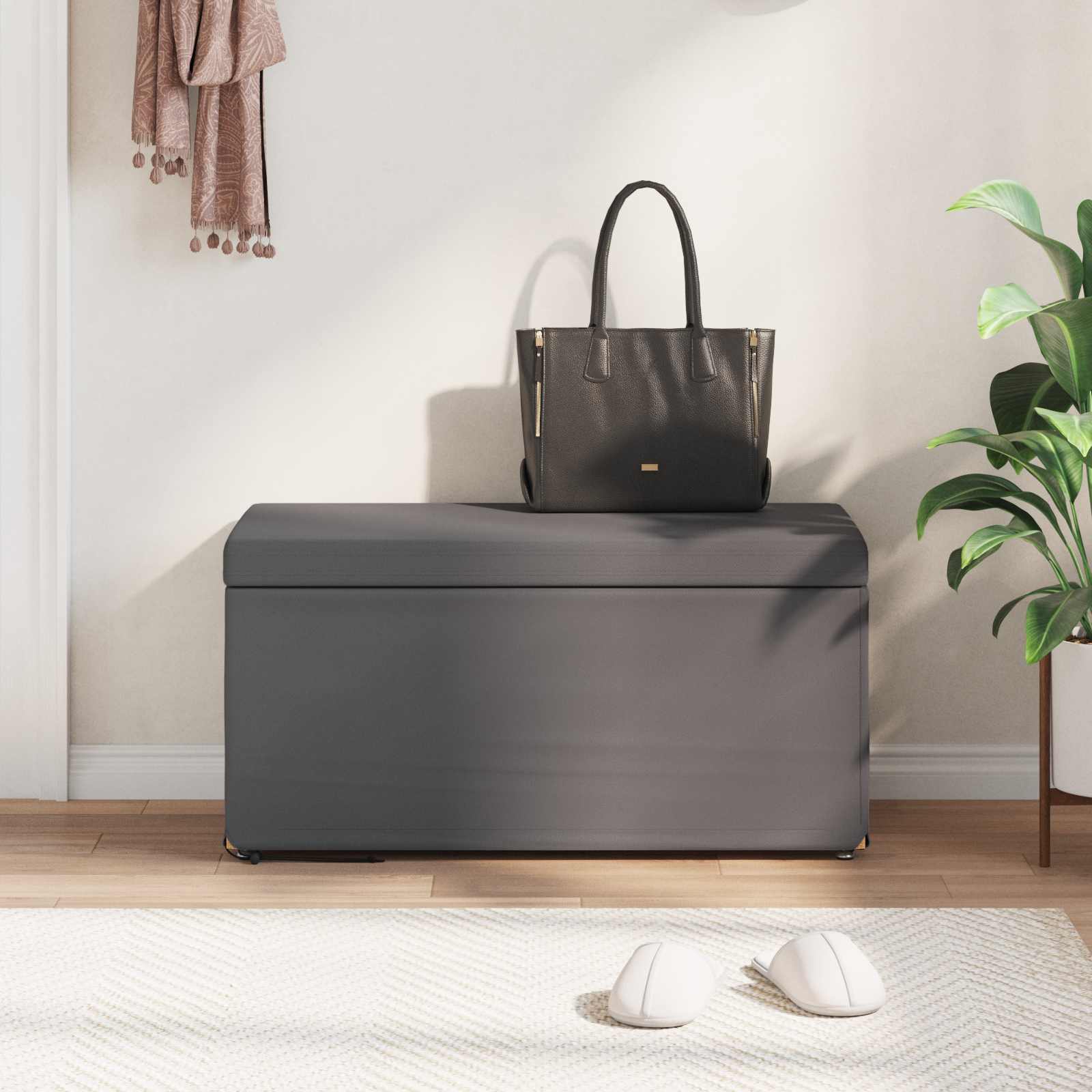 Stolica Siva 81 x 41 x 40 cm Umjetna Koža i Fino Radeći Drvo