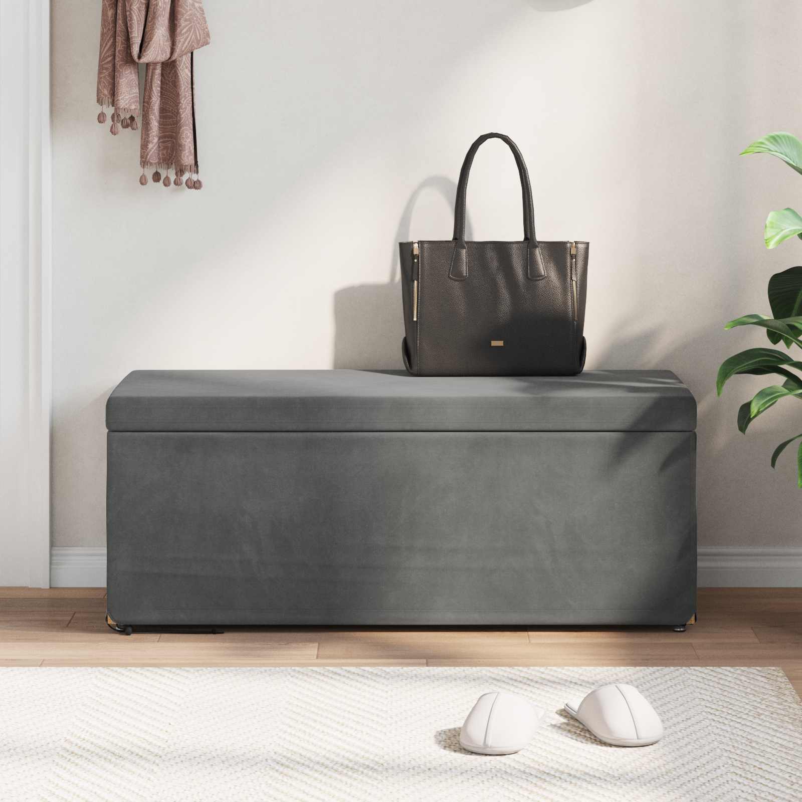Stolica Tamno siva 101 x 41 x 40 cm Svileni i Fino Radeći Drvo
