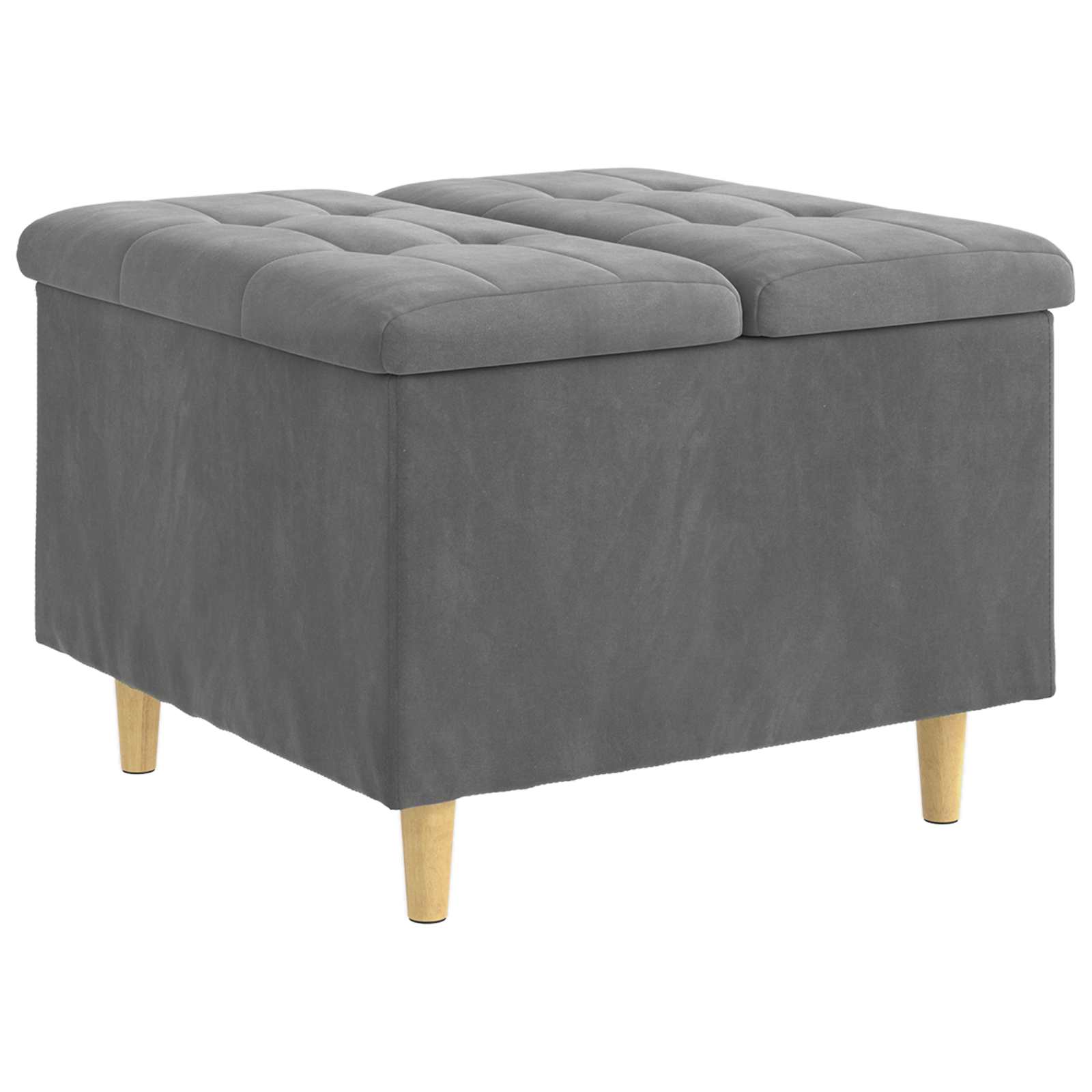 Otoman za pohranu s jastukom Tamno siva 60 x 60 x 45 cm Baršun