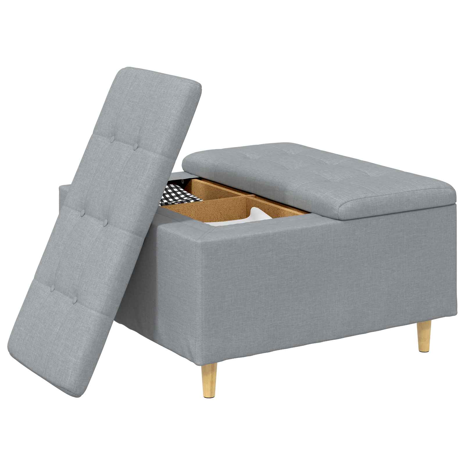 Otoman za pohranu Svijetlo siva 80 x 80 x 45 cm tkanina