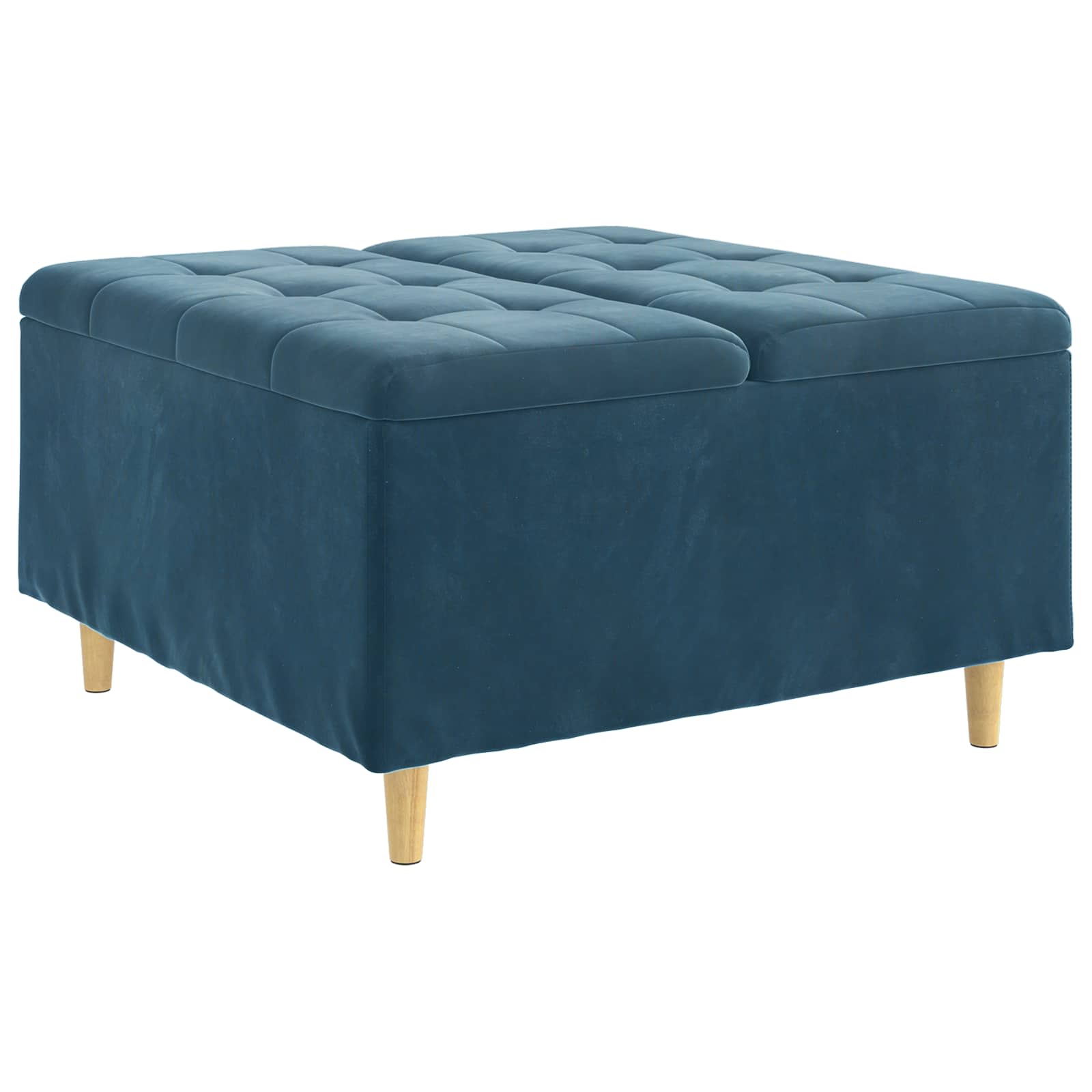 Otoman za pohranu s jastukom Plava 80 x 80 x 45 cm Baršun