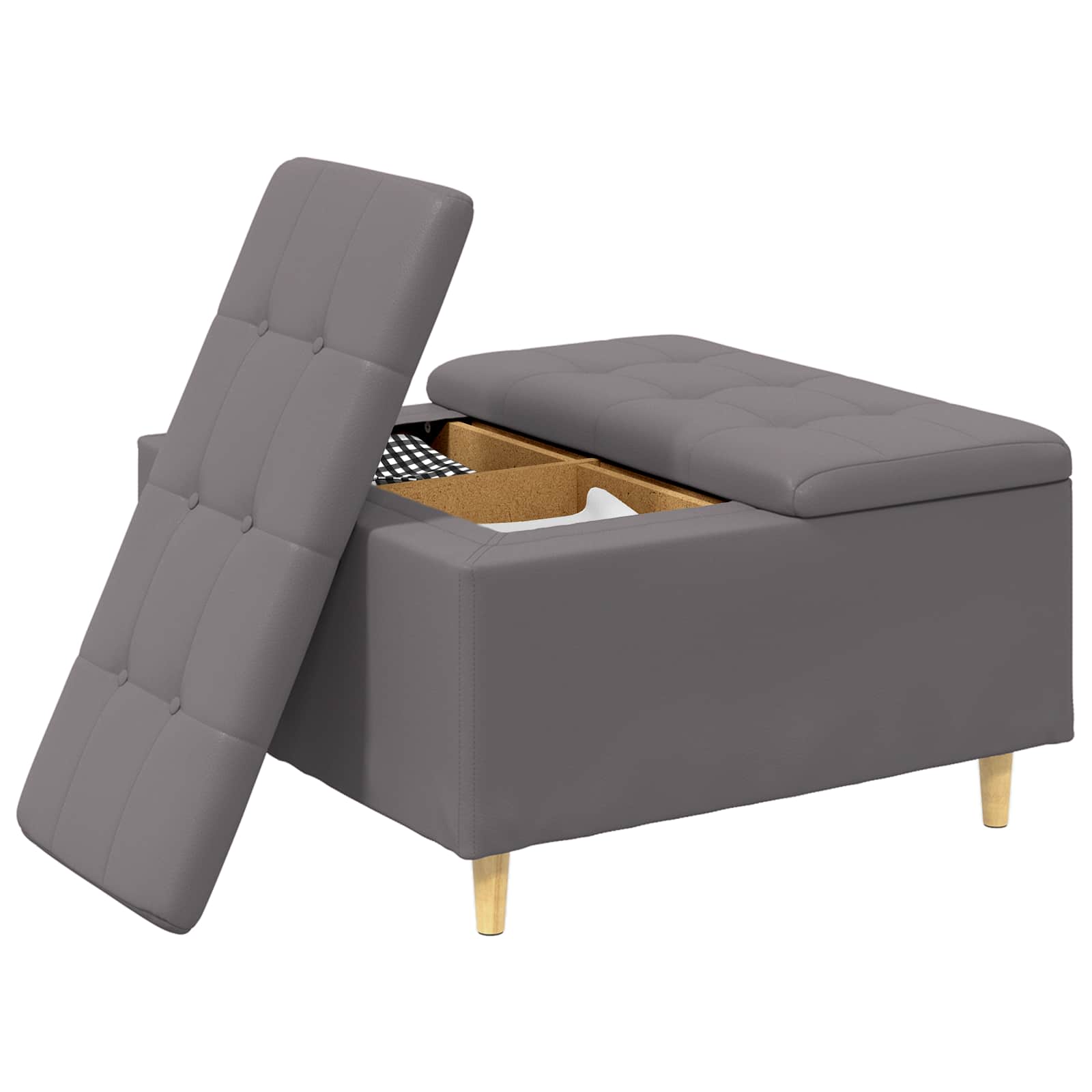 Otoman za pohranu s jastukom Sivi 80 x 80 x 45 cm Umjetna koža