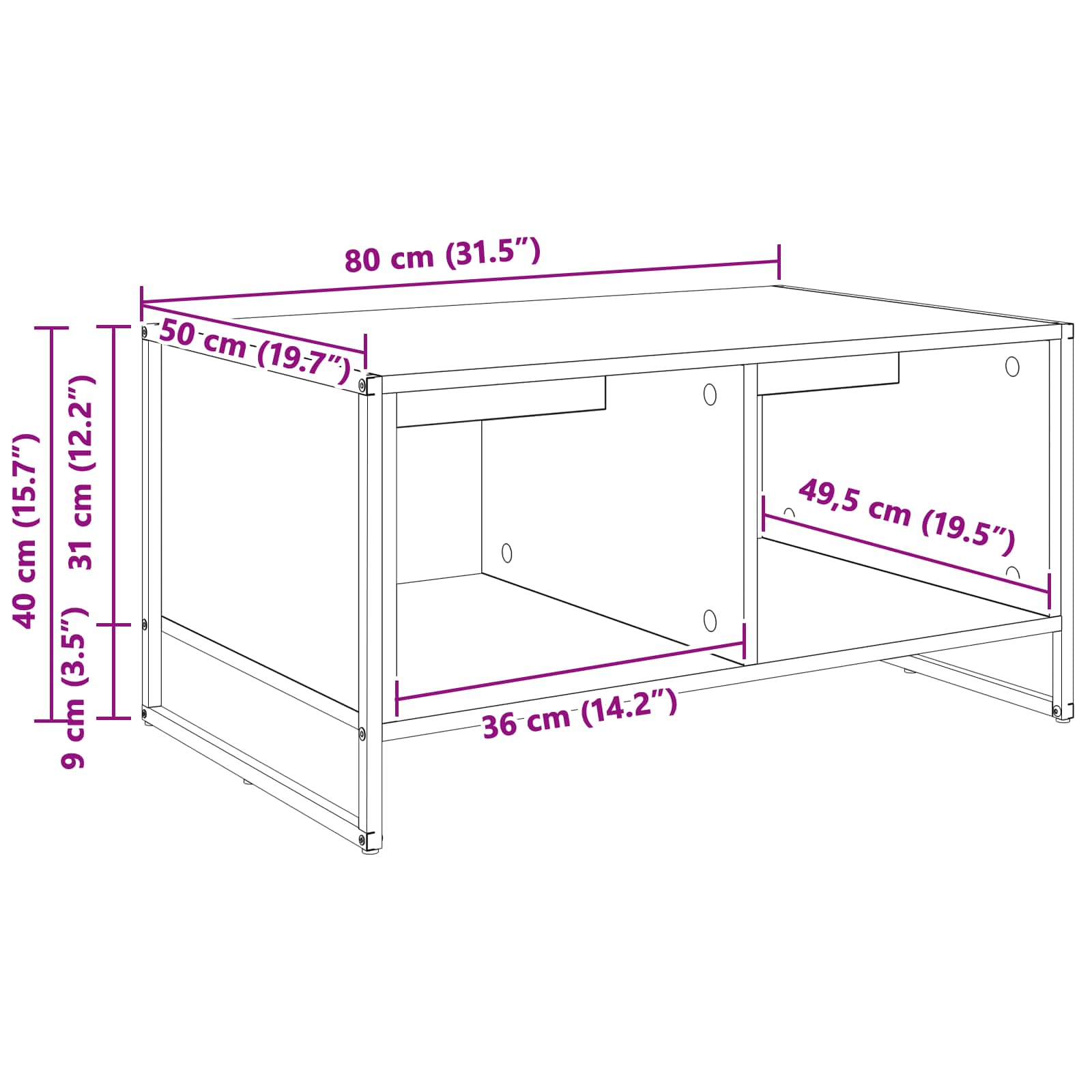 Kava Stol Staro drvo 80 x 50 x 40 cm Konstruirano drvo
