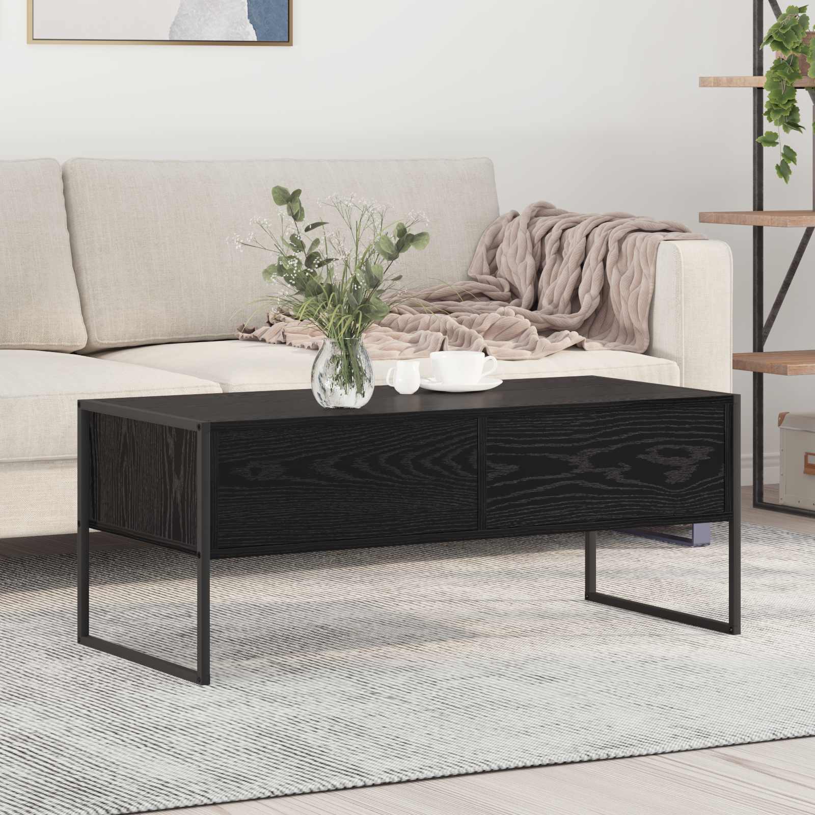 Kava Stol Crni hrast 100 x 46 x 40 cm Konstruirano drvo