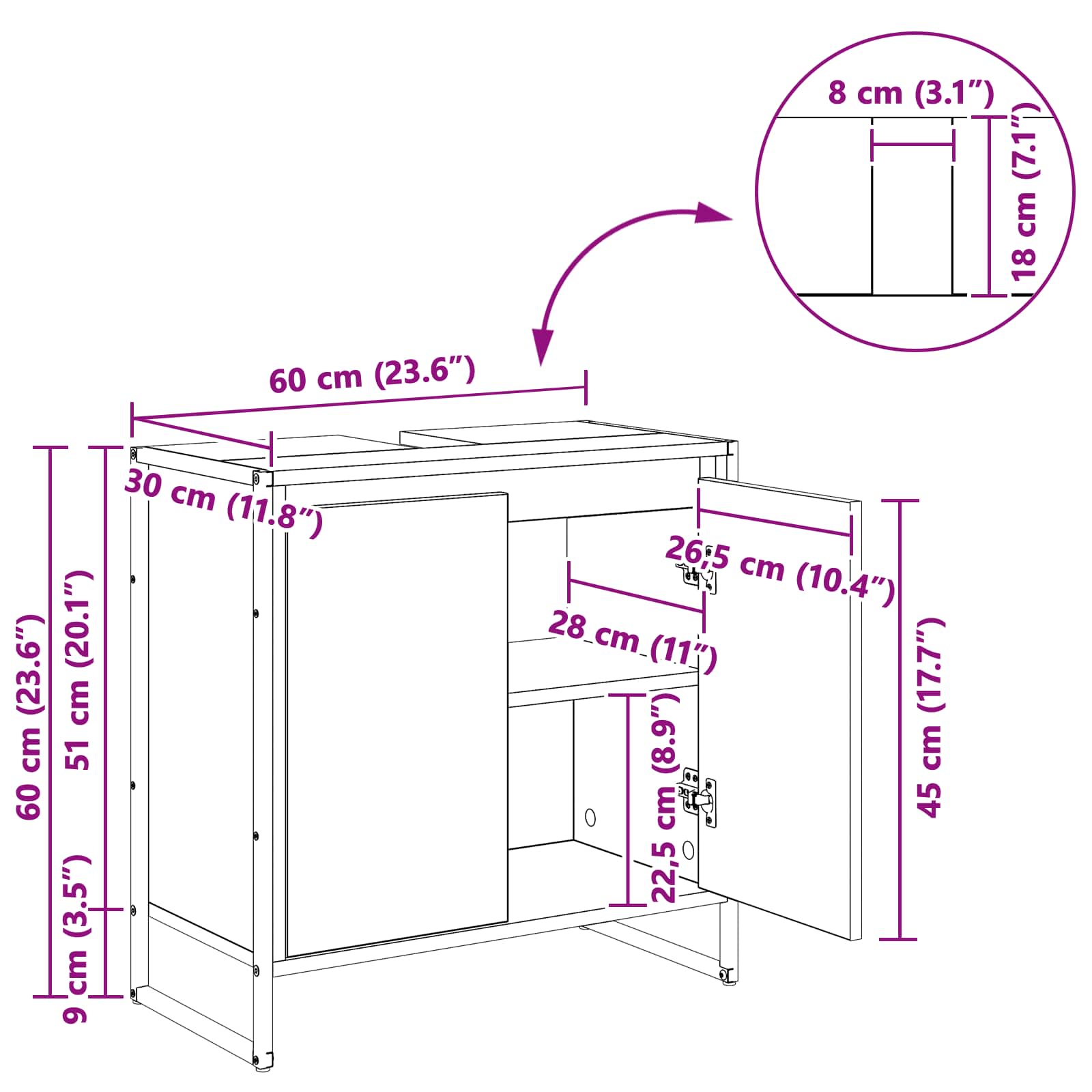 Kupaonski ormar Staro drvo 60 x 30 x 60 cm Konstruirano drvo