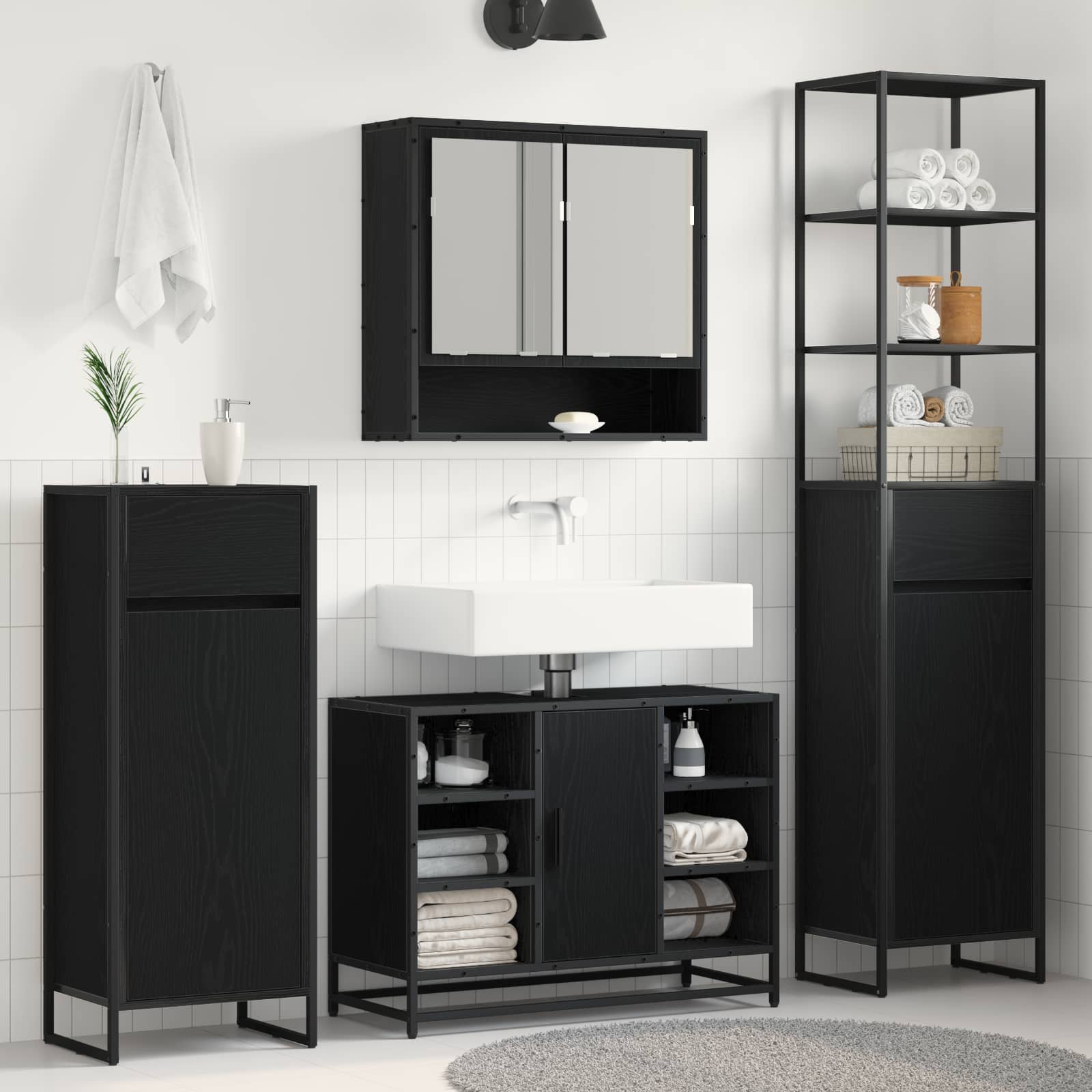 Kupaonski ormar Crni hrast 40 x 30 x 100 cm Konstruirano drvo
