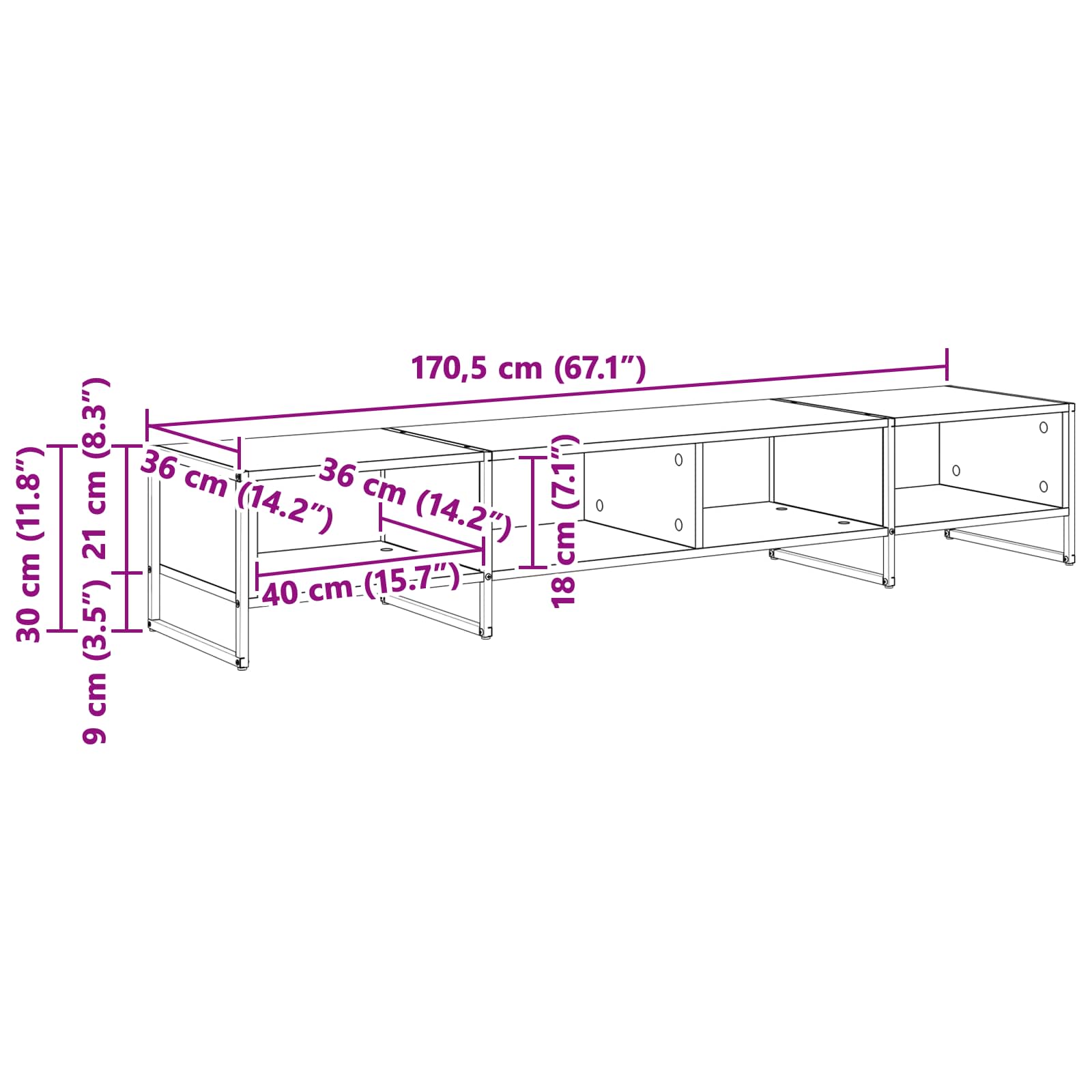 TV ormar Crni hrast 170.5 x 36 x 30.5 cm Konstruirano drvo