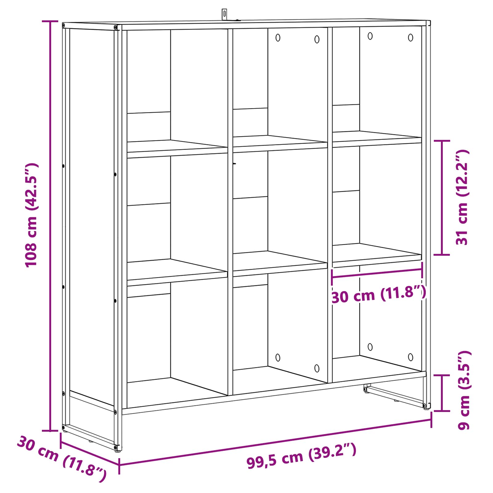 Ormarić za knjige Crni hrast 99.5 x 30 x 108.5 cm