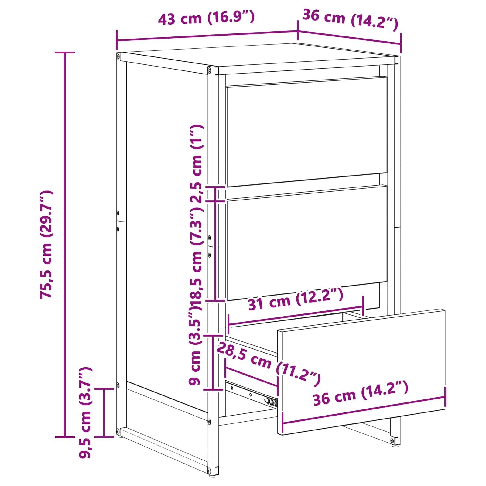 Kreveta Staro drvo 42 x 36 x 75.5 cm Konstruirano drvo