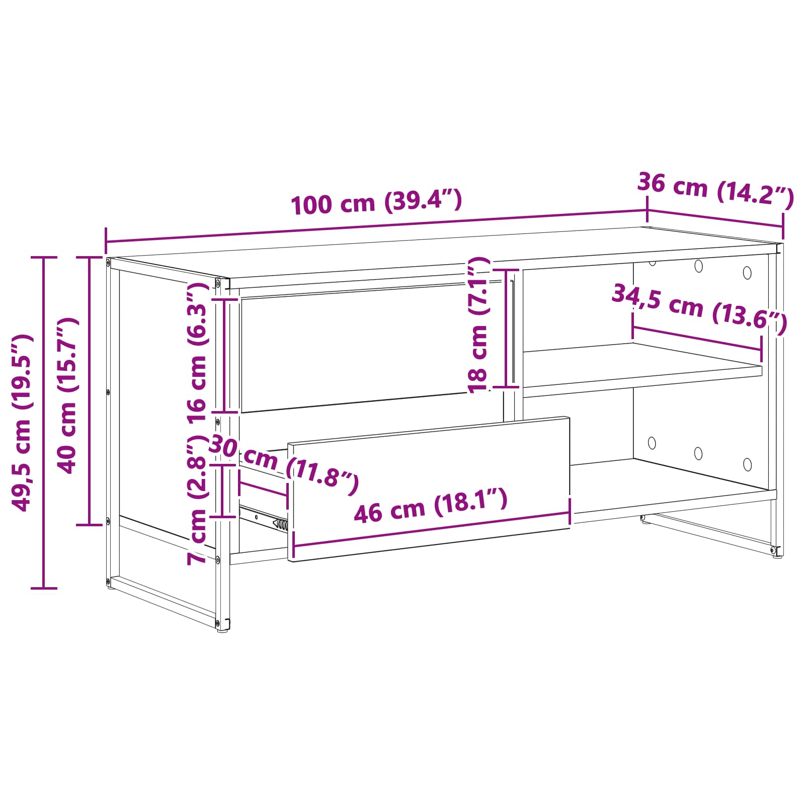 TV ormar Staro drvo 100 x 36 x 49,5 cm Konstruirano drvo