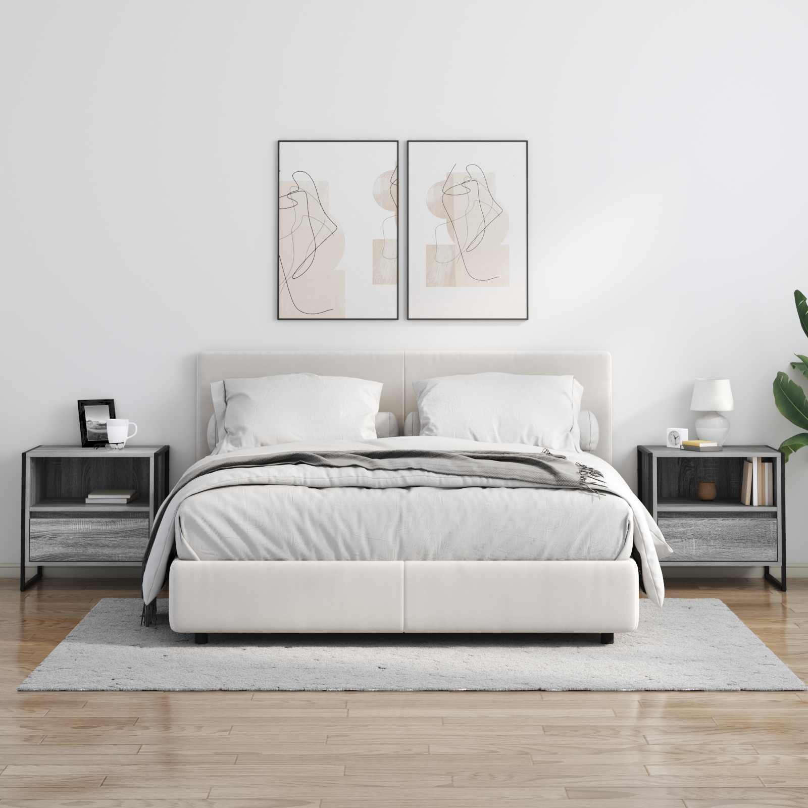 Noćni ormarić s ladicama 2 pcs Siva Sonoma 50 x 39,5 x 50 cm