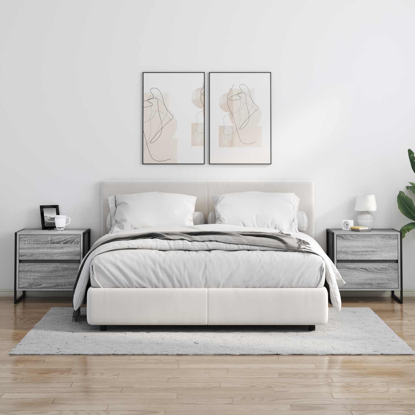 Noćni ormarić s ladicama 2 pcs Siva Sonoma 50 x 39.5 x 50 cm