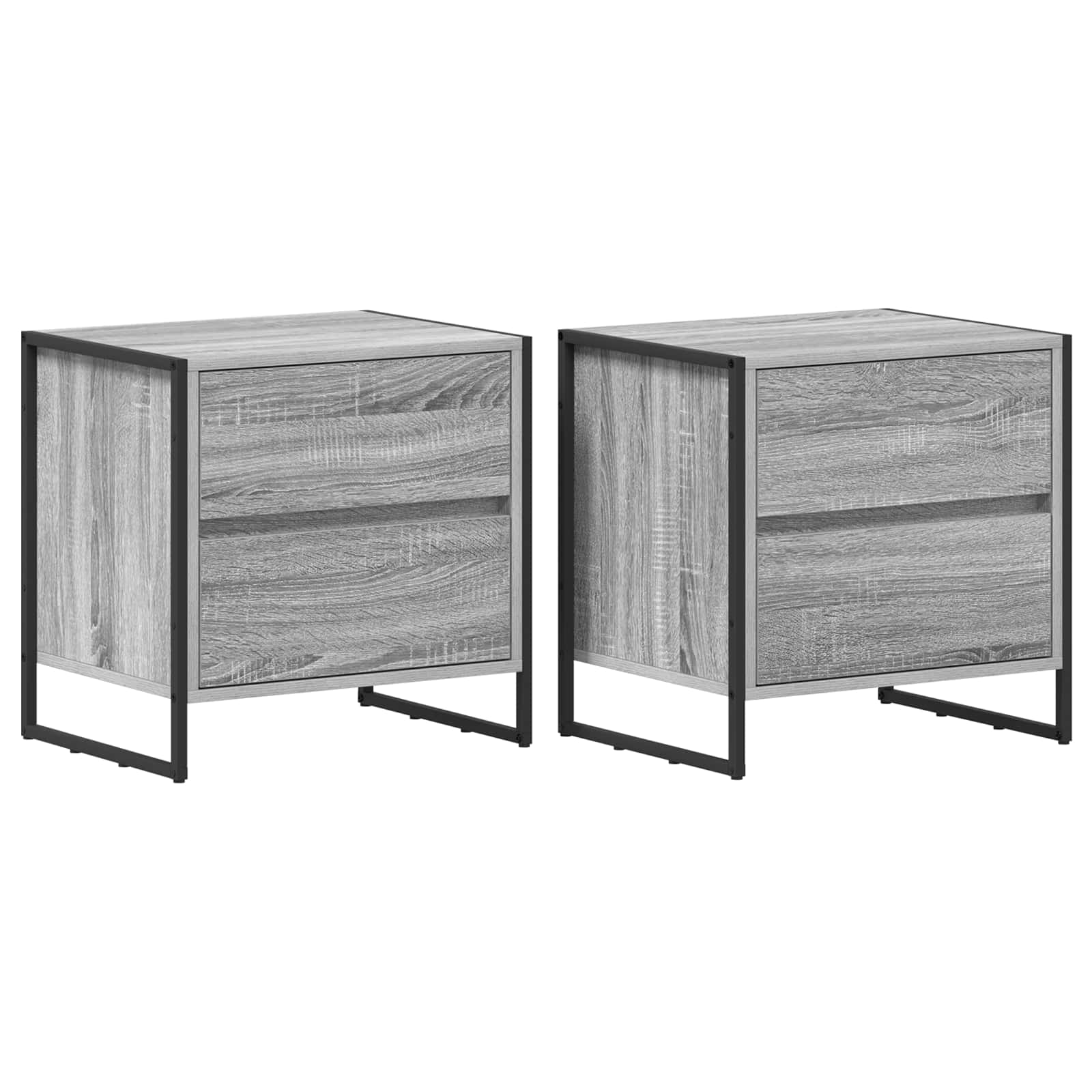 Noćni ormarić s ladicama 2 pcs Siva Sonoma 50 x 39.5 x 50 cm