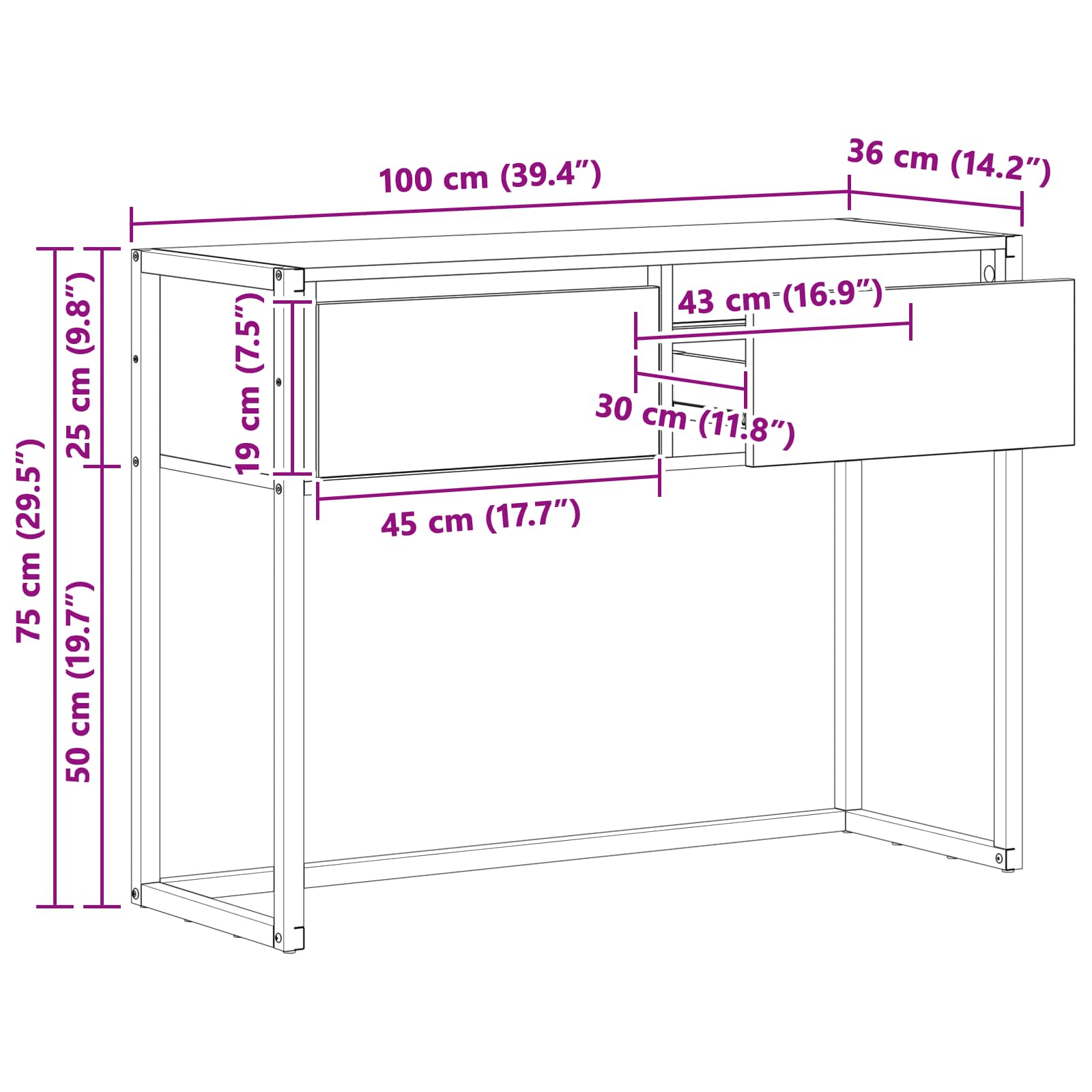 Konačna Stolić Dimni hrast 100 x 36 x 75 cm Konstruirano drvo