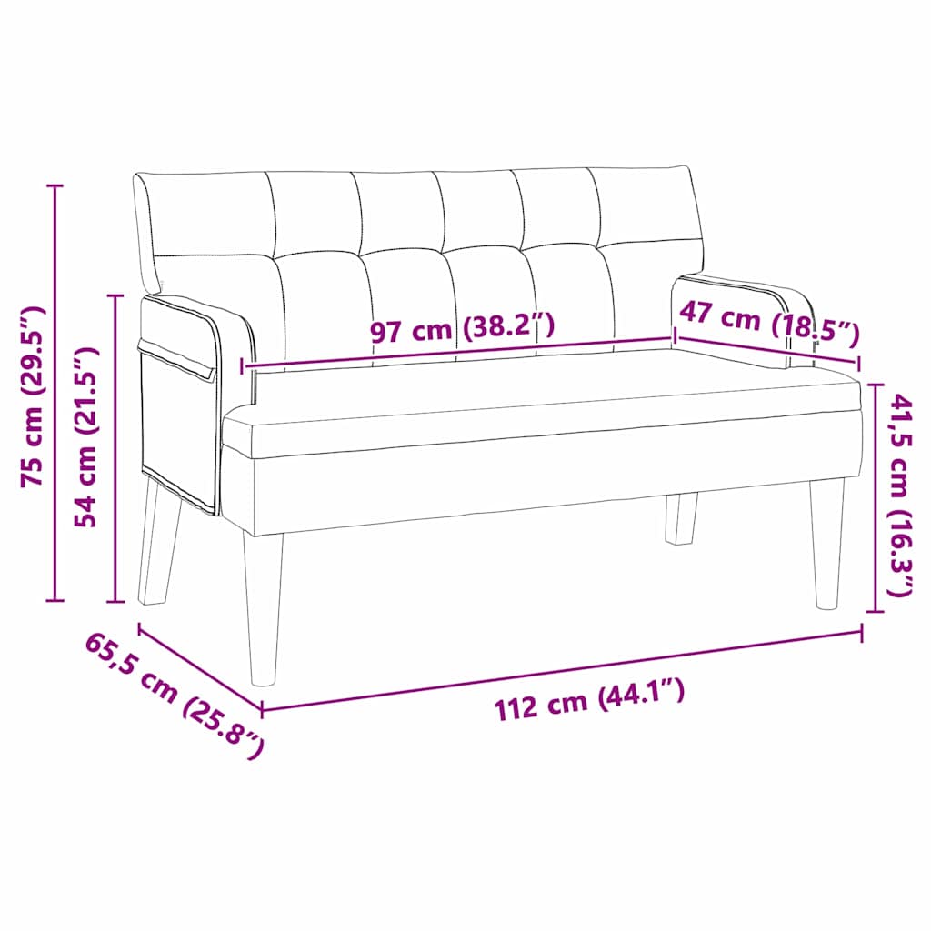 Chesterfield klupa Vinska crvena 112 x 65,5 x 75 cm Baršun