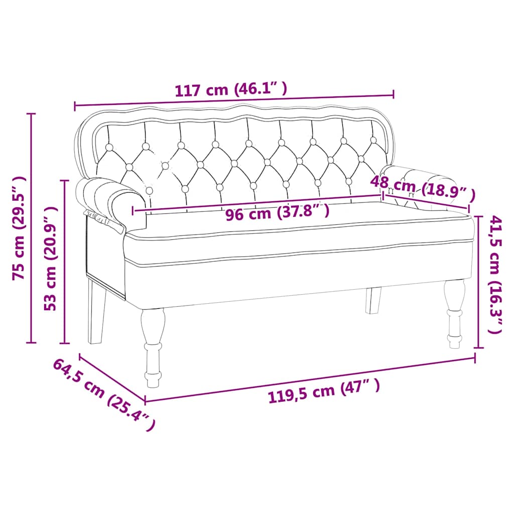Chesterfield klupa Smeđa 119,5 x 64,5 x 75 cm Lažna koža