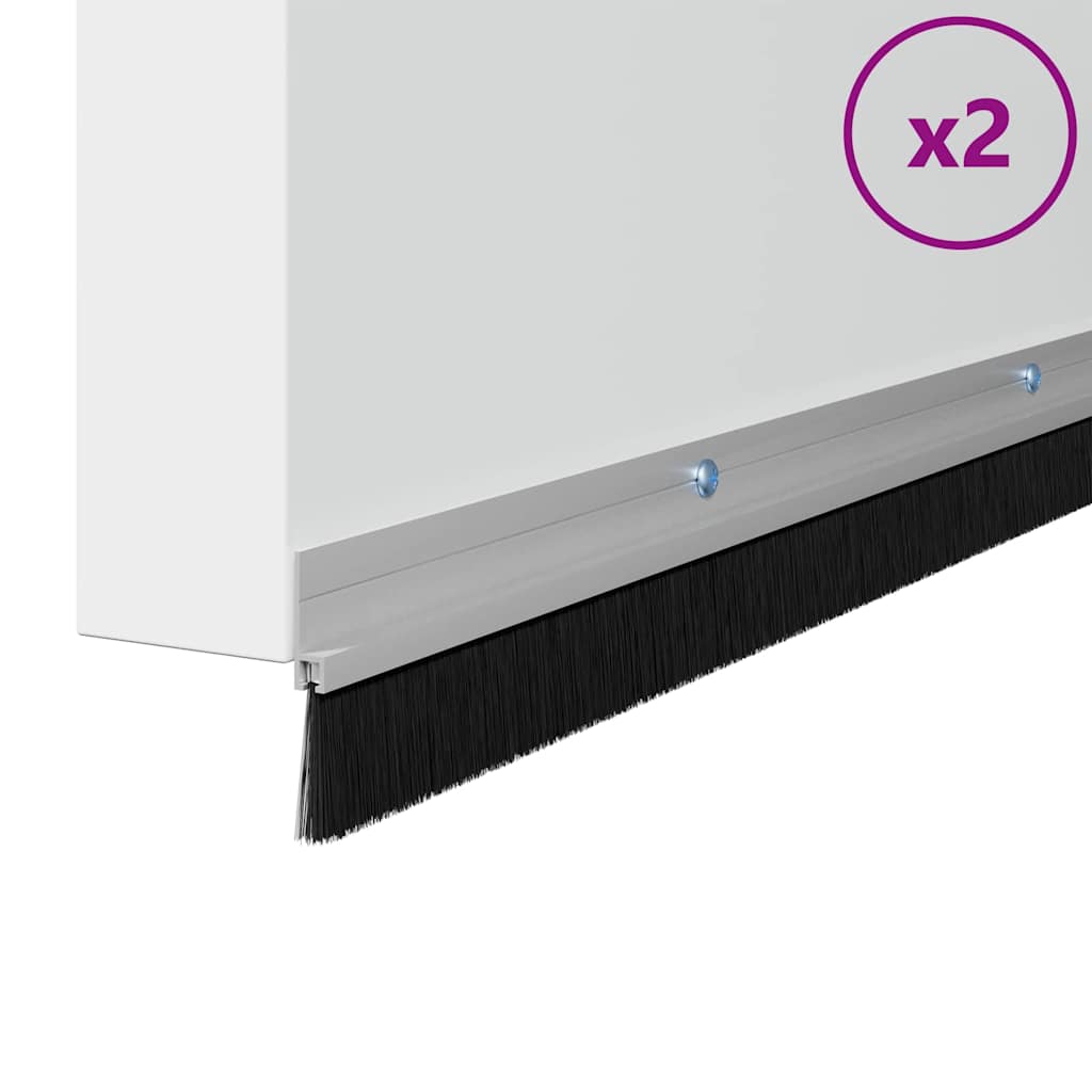 Držač četke za vrata 2 pcs Srebrno 100 cm Aluminijski legura