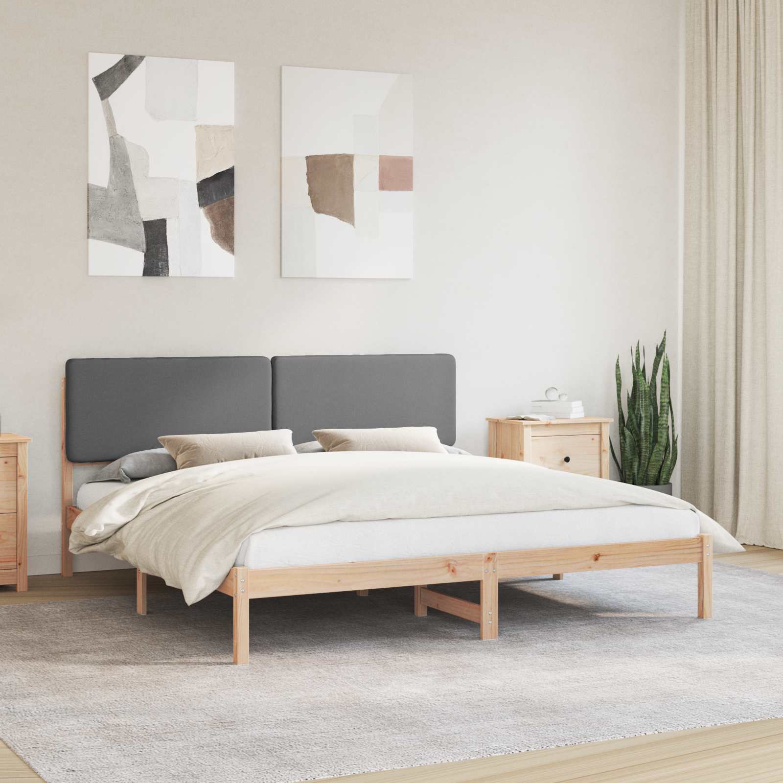 Krevetni okvir s tapiciranim uzglavljem Tamno siva 200 x 200 cm