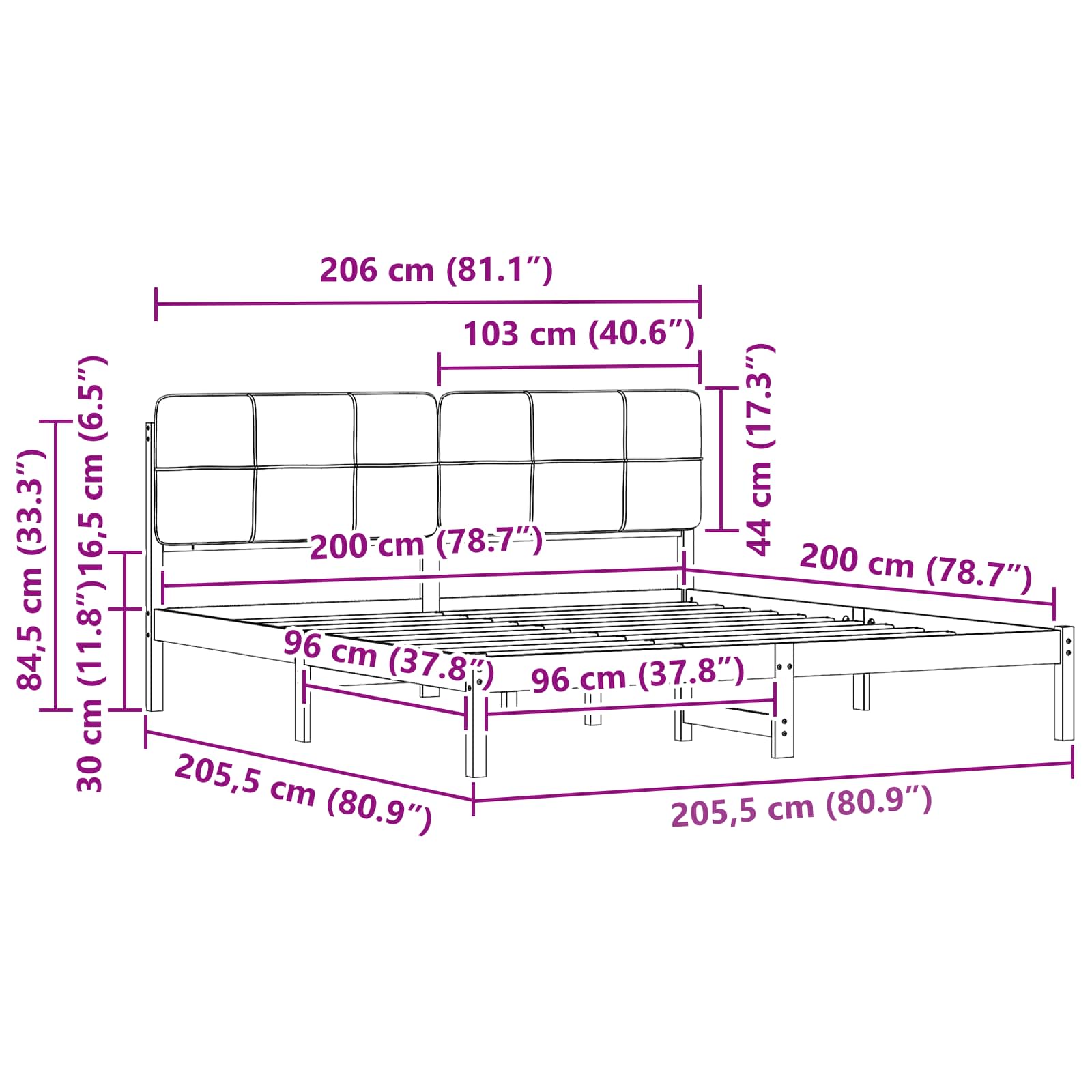 Krevetni okvir s tapiciranim uzglavljem Sivo-smeđa 200 x 200 cm