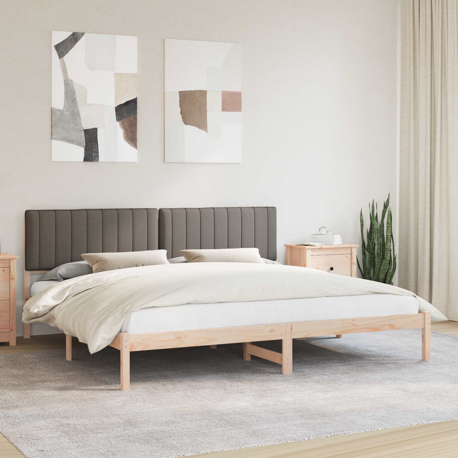 Krevetni okvir s tapiciranim uzglavljem Sivo-smeđa 200 x 200 cm
