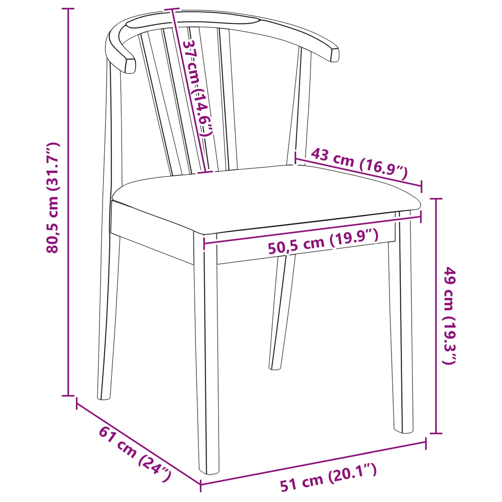 Stolac za blagovanje 2 pcs Prirodna i svijetla Čvrsto drvo