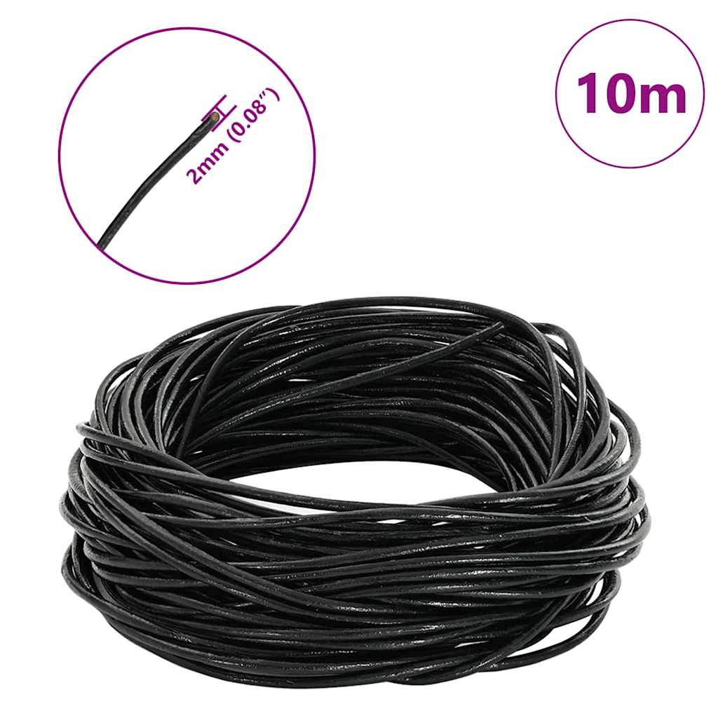 Kožni konop Crna Ø2 mm x 10 m Koža