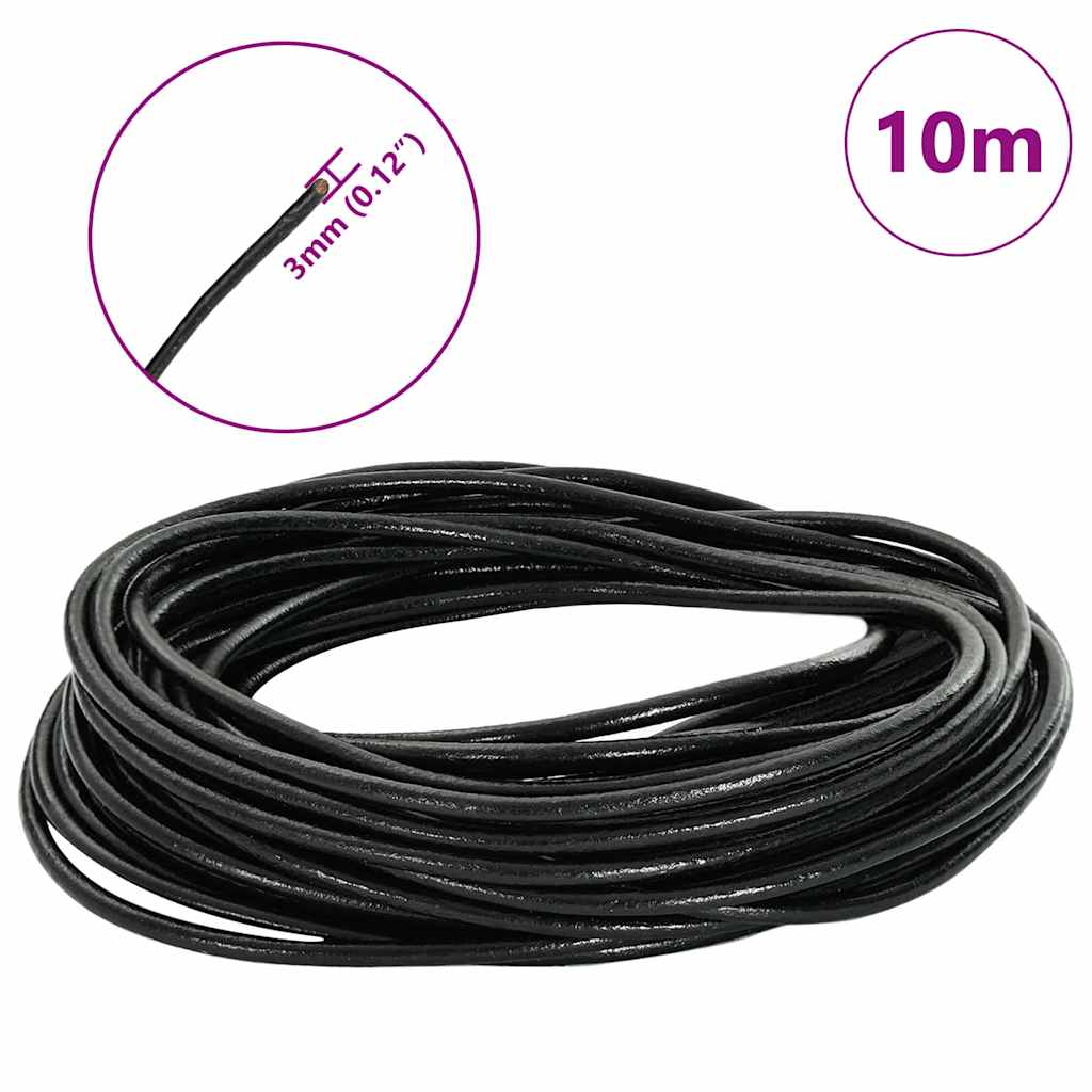 Kožni konop Crna Ø3 mm x 10 m Koža