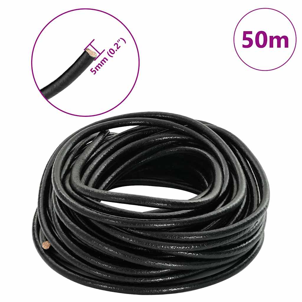 Kožni konop Crna Ø5 mm x 50 m Koža