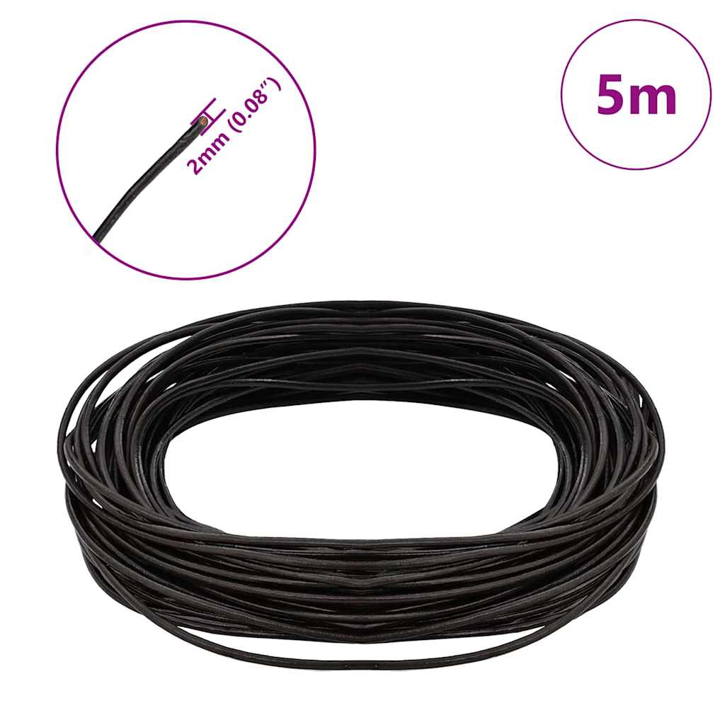 Kožni konop Tamno smeđa Ø2 mm x 5 m Koža