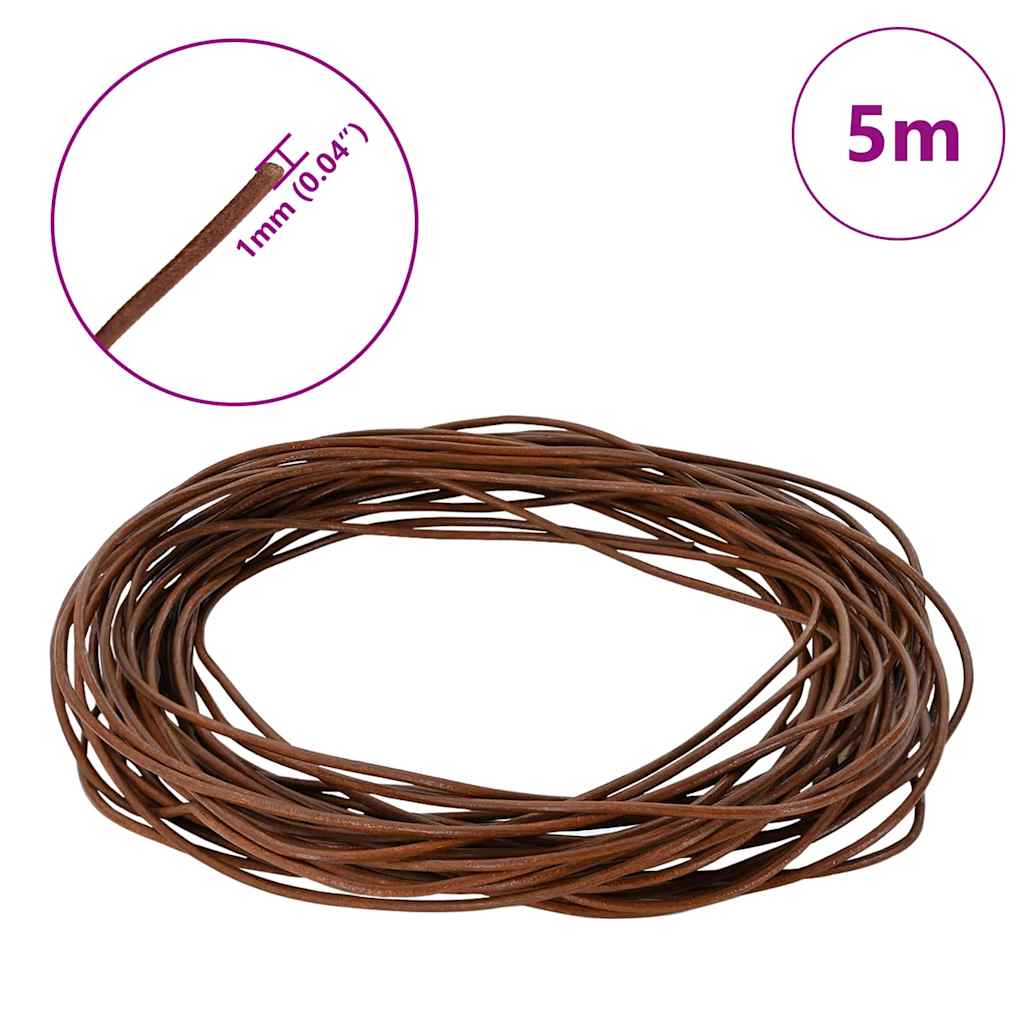 Kožni konop Svijetlosmeđa Ø1 mm x 5 m Koža