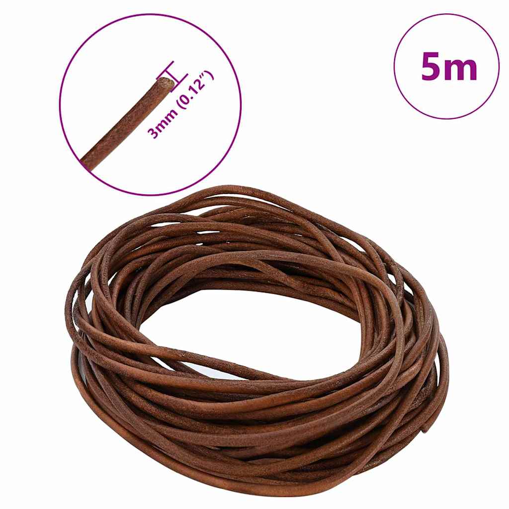 Kožni konop Svijetlosmeđa Ø3 mm x 5 m Koža