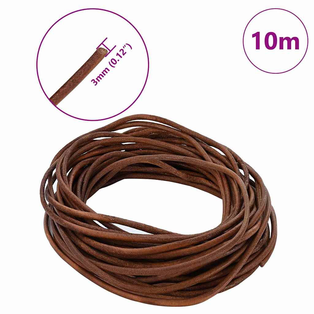 Kožni konop Svijetlosmeđa Ø3 mm x 10 m Koža