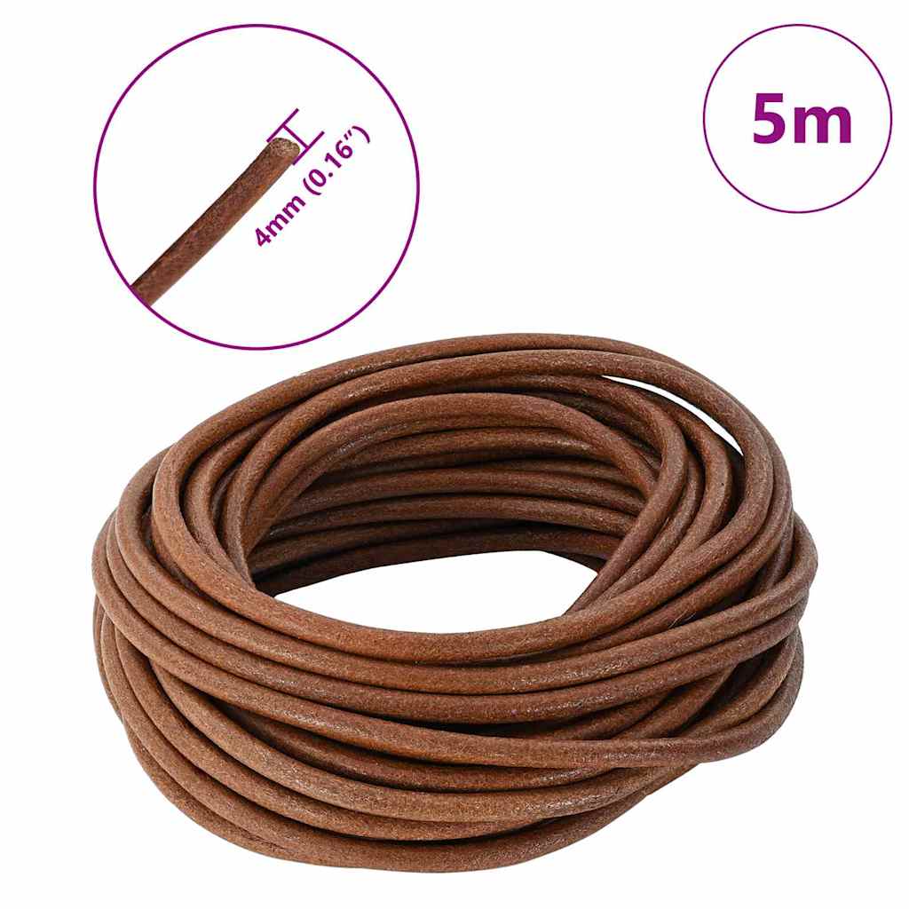 Kožni konop Svijetlosmeđa Ø4 mm x 5 m Koža