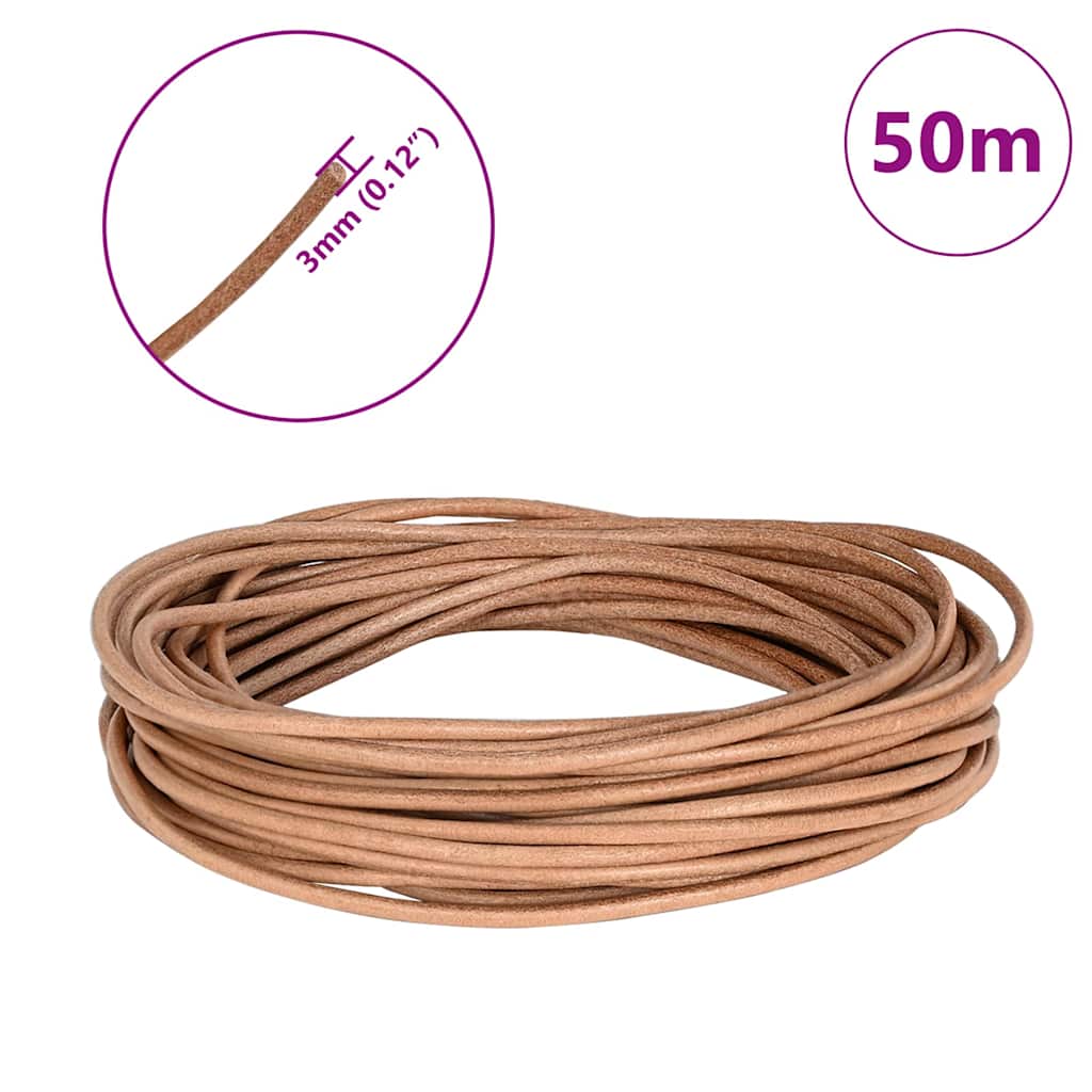 Kožni konop Smeđa Ø3 mm x 50 m Koža