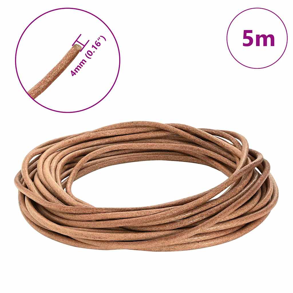 Kožni konop Smeđa Ø4 mm x 5 m Koža