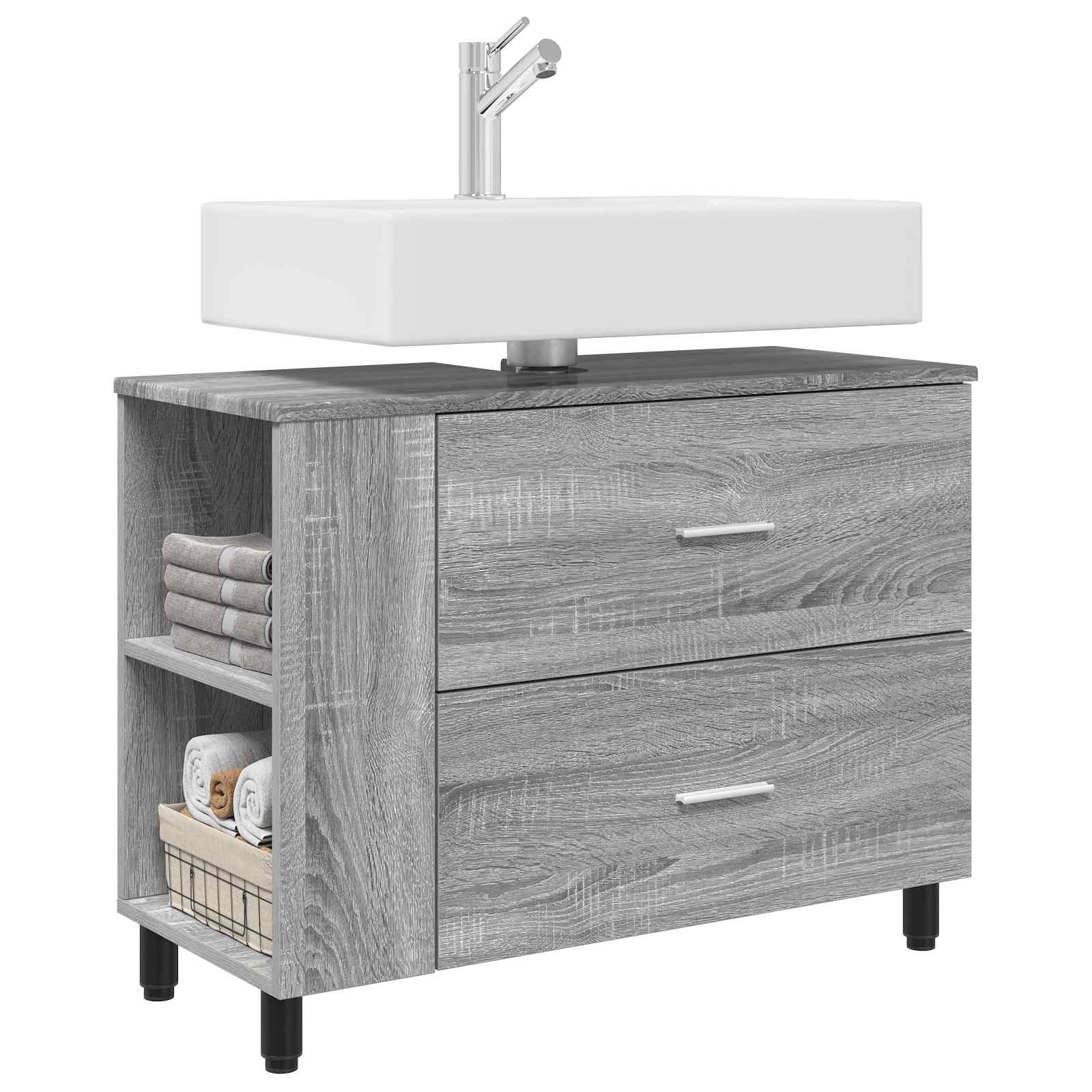 Toaletna jedinica Siva Sonoma 80 x 35 x 60 cm Konstruirano drvo