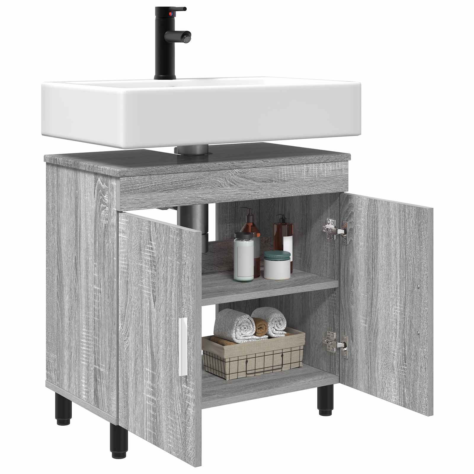 Toaletna jedinica Siva Sonoma 60 x 35 x 60 cm Konstruirano drvo