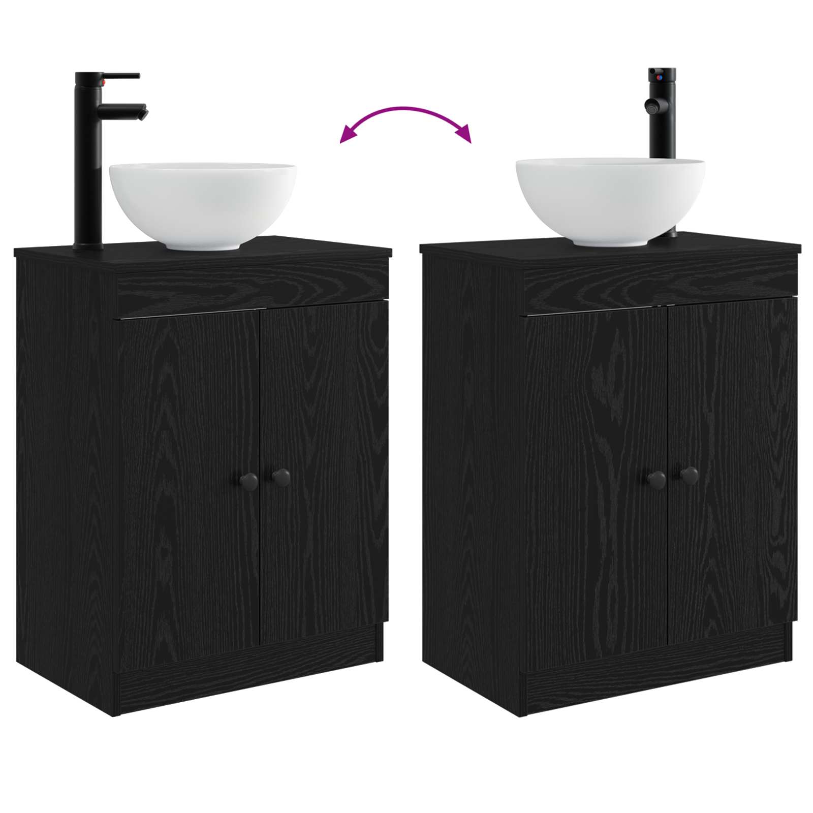 Kupaonski umivaonik s sudoperom Crna 54 x 35 x 83 cm