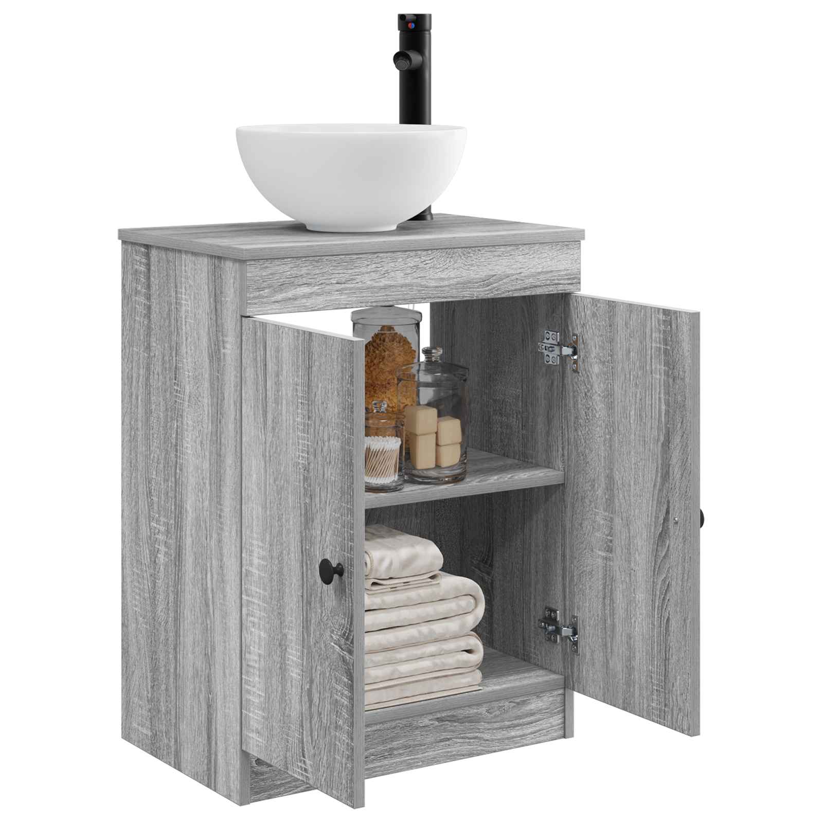 Kupaonski umivaonik s sudoperom Siva Sonoma 54 x 35 x 83 cm