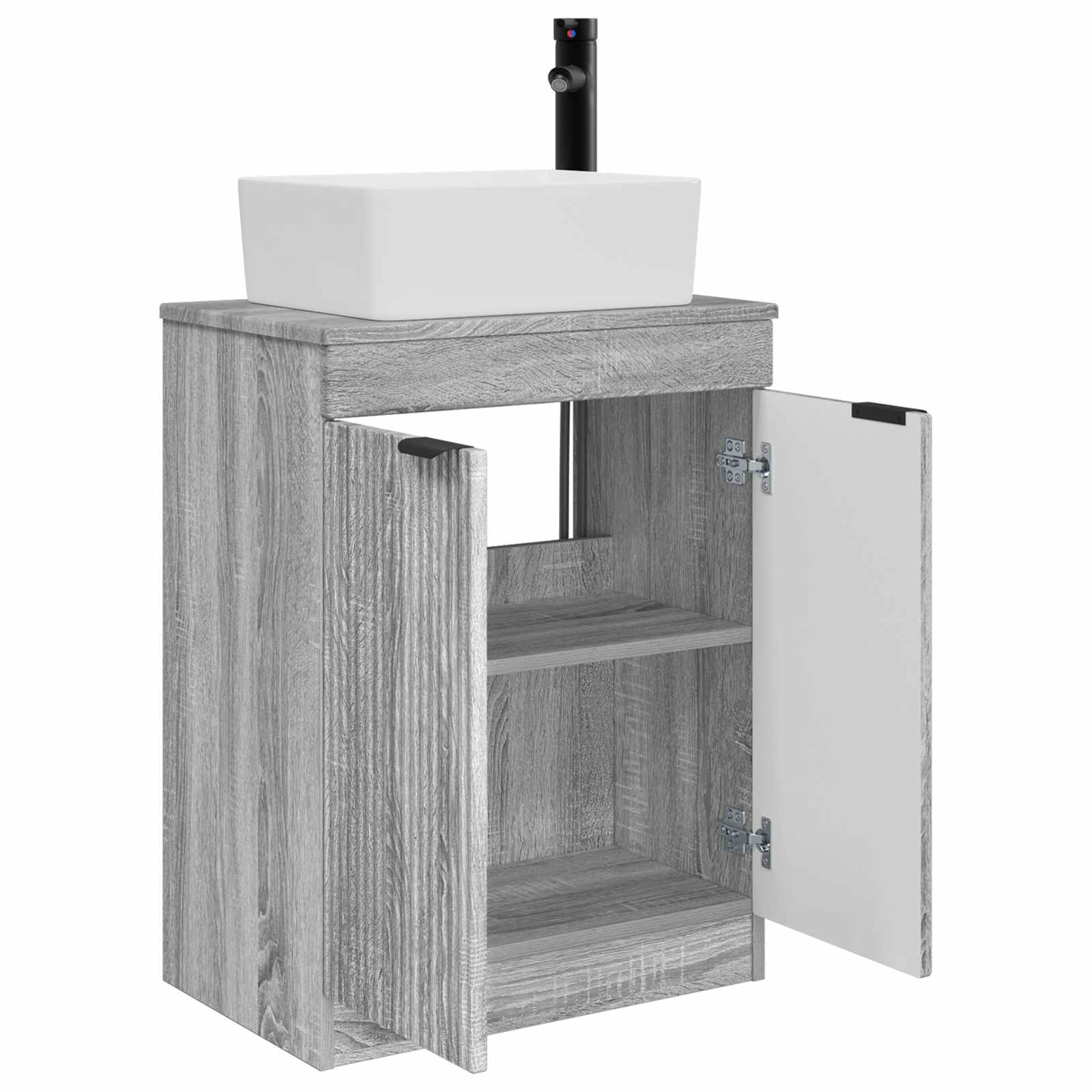 Kupaonski umivaonik s sudoperom Siva Sonoma 54 x 35 x 83 cm